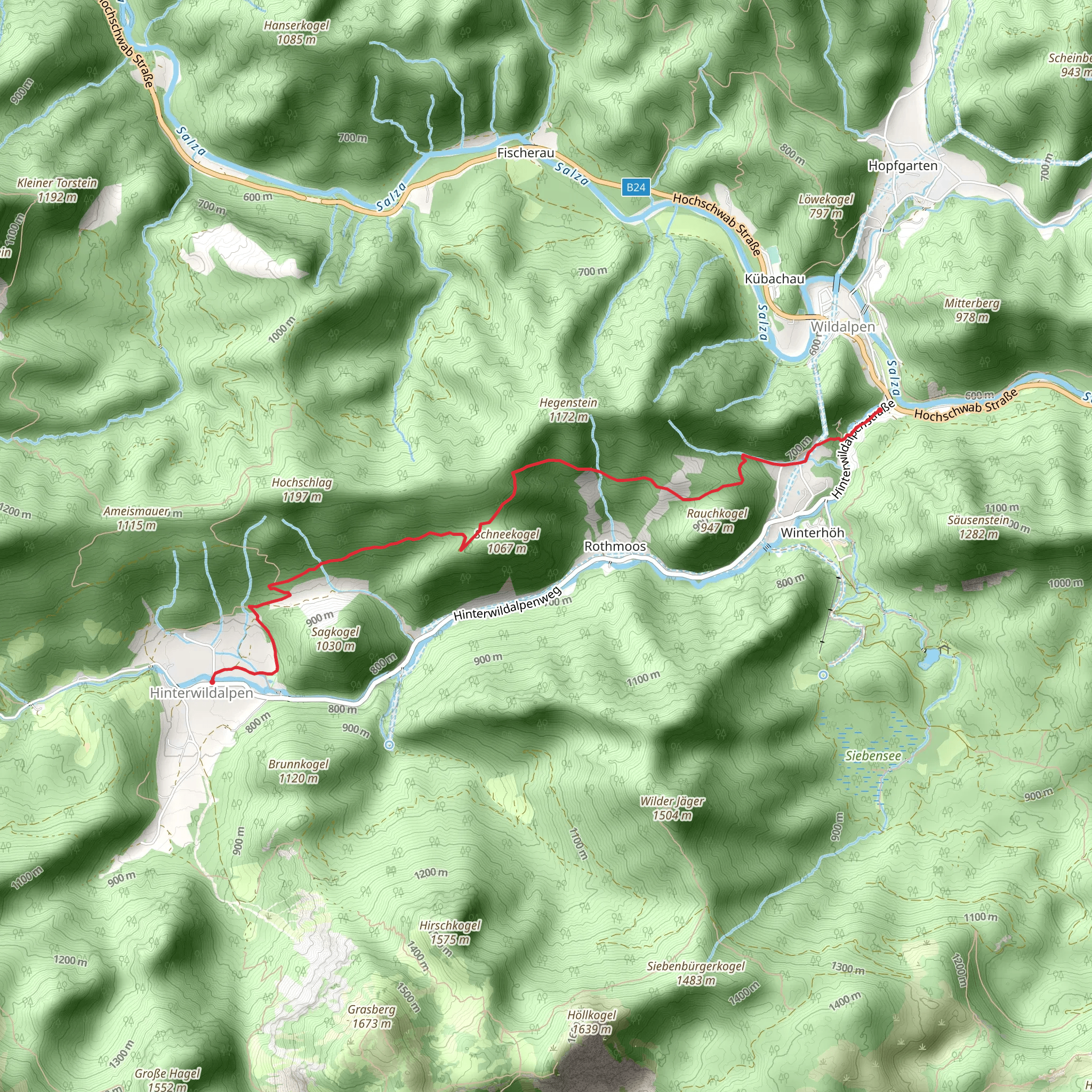 High Trail Wildalpen - Hinterwildalpen mobile static map