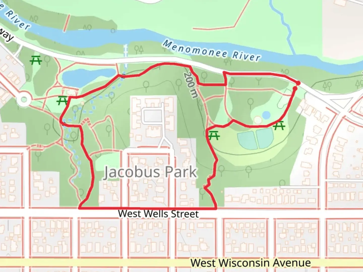 An image depicting the trail Wood Thrush Hollow Path Loop and its surrounding area.