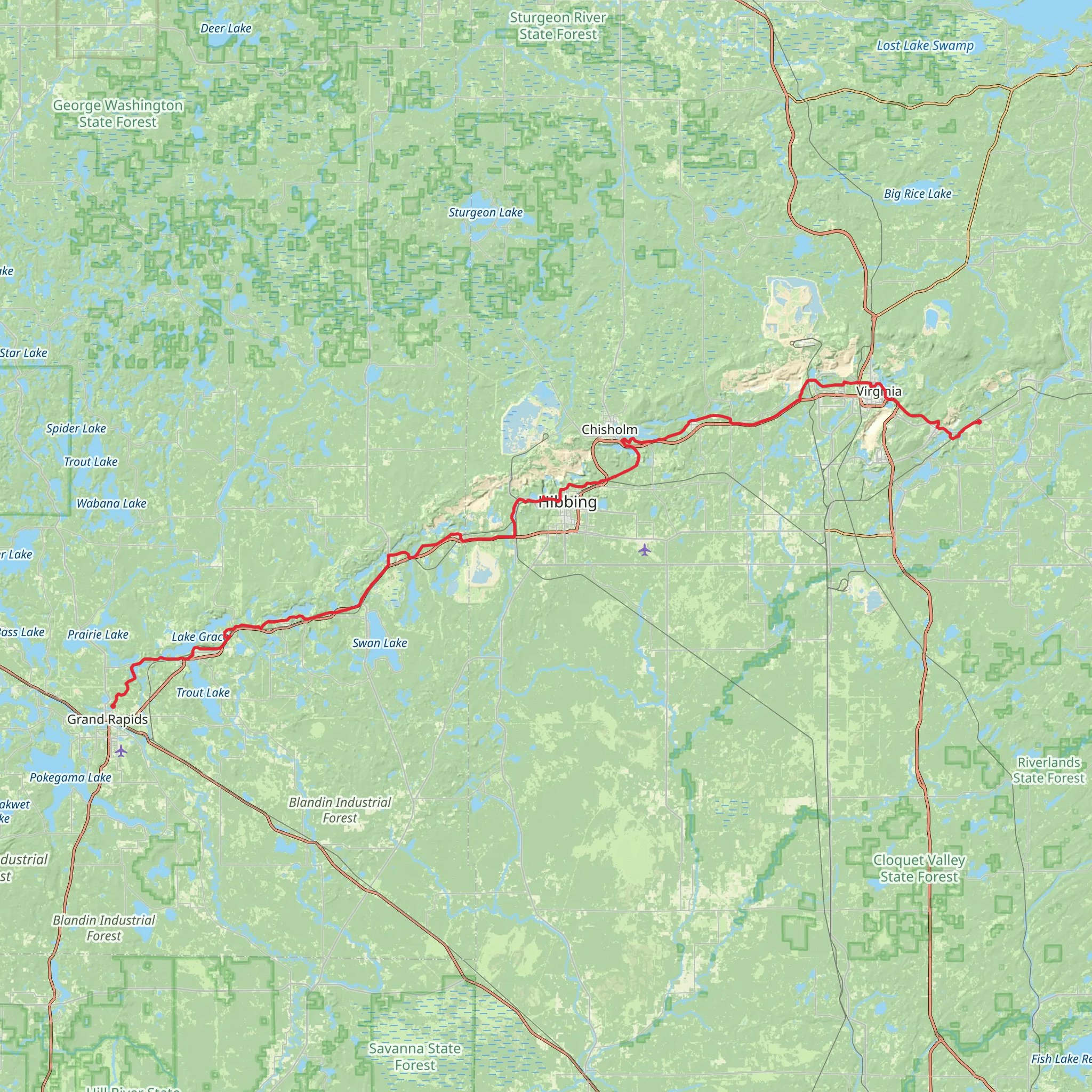 Mesabi Trail mobile static map