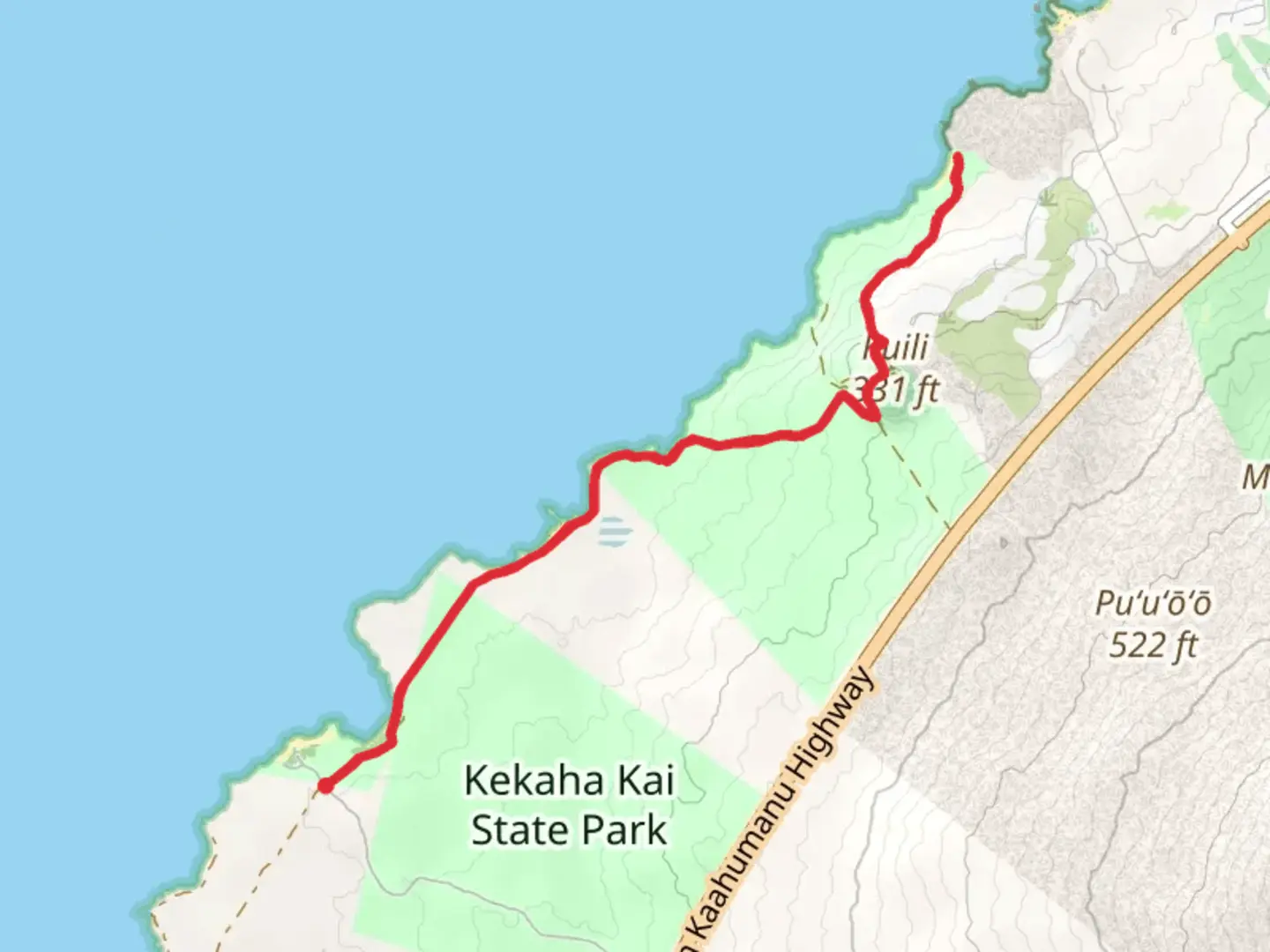 An image depicting the trail Kua Bay via Makalawena Beach Trail and its surrounding area.