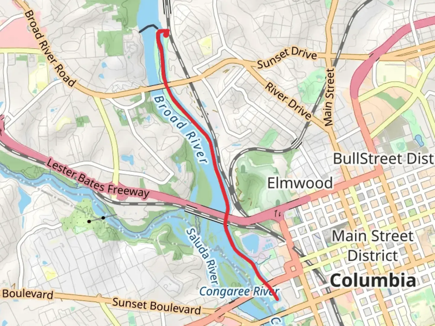 An image depicting the trail Three Rivers Greenway and its surrounding area.