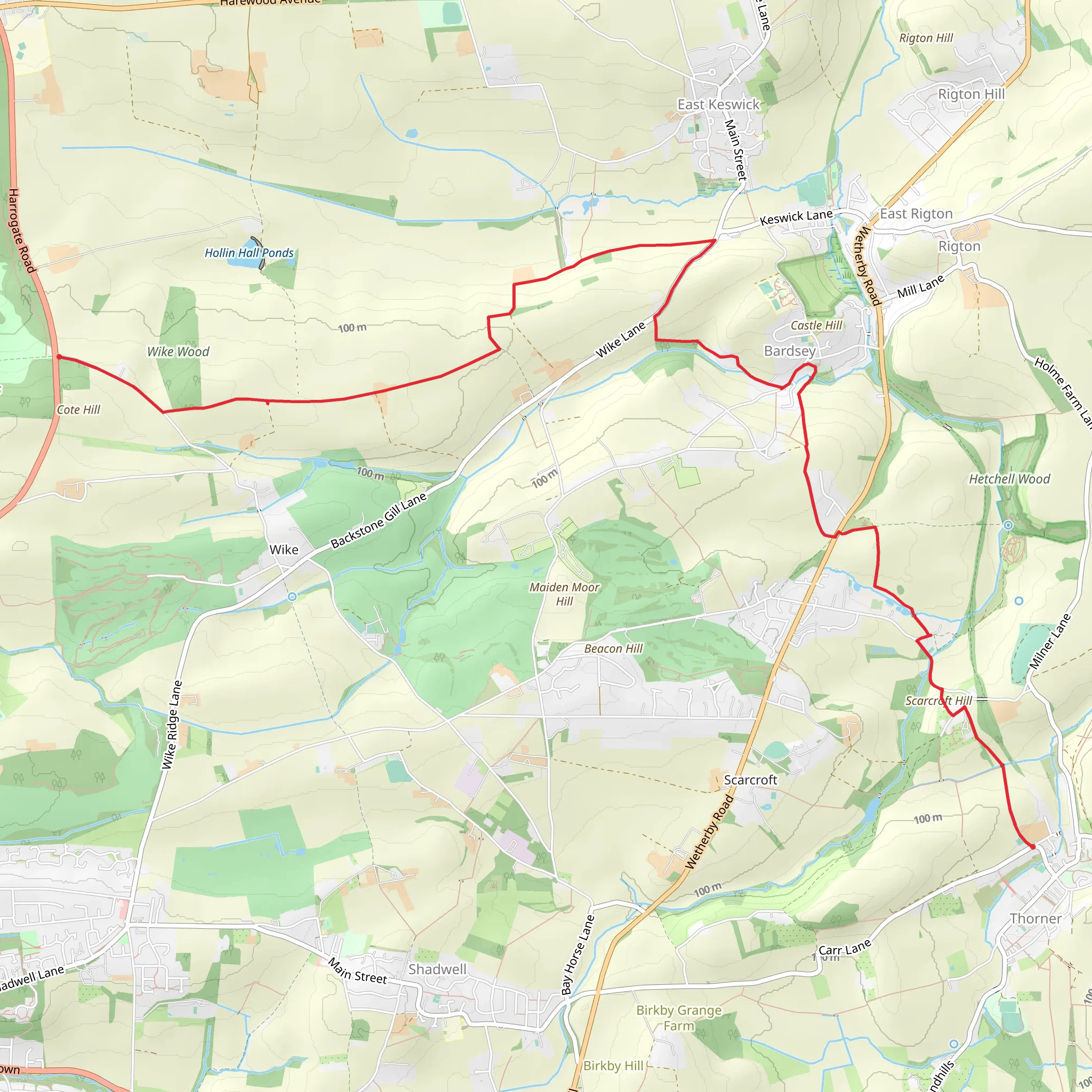 Leeds Country Way Day 2 5.75 miles mobile static map