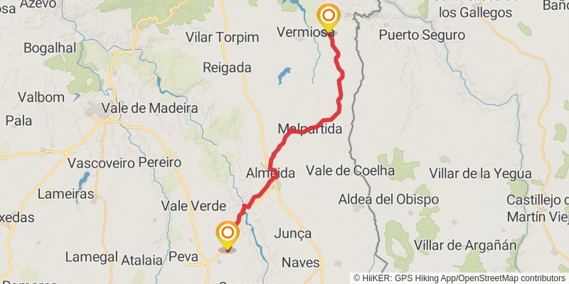 GR 22 - Historical Villages Of Portugal stage 7 Map