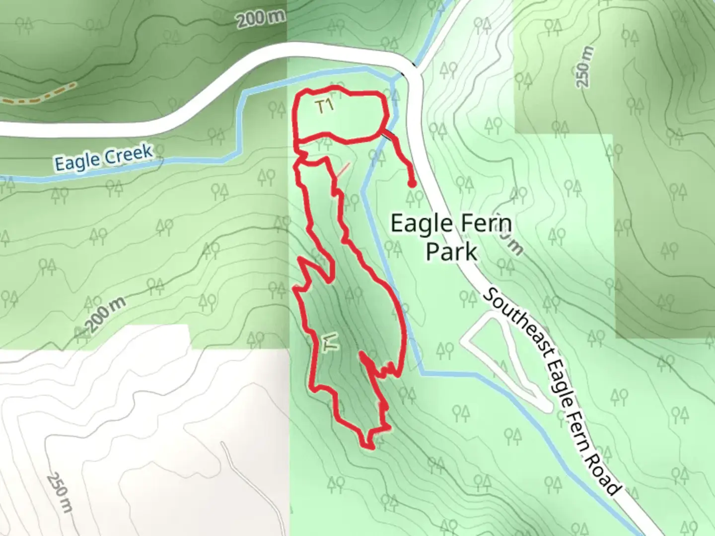 An image depicting the trail Loop around Eagle Creek and its surrounding area.