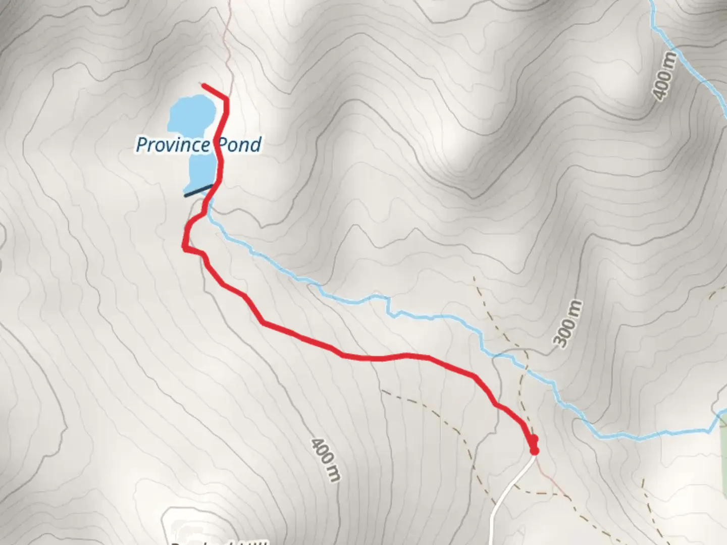 An image depicting the trail Province Pond and its surrounding area.