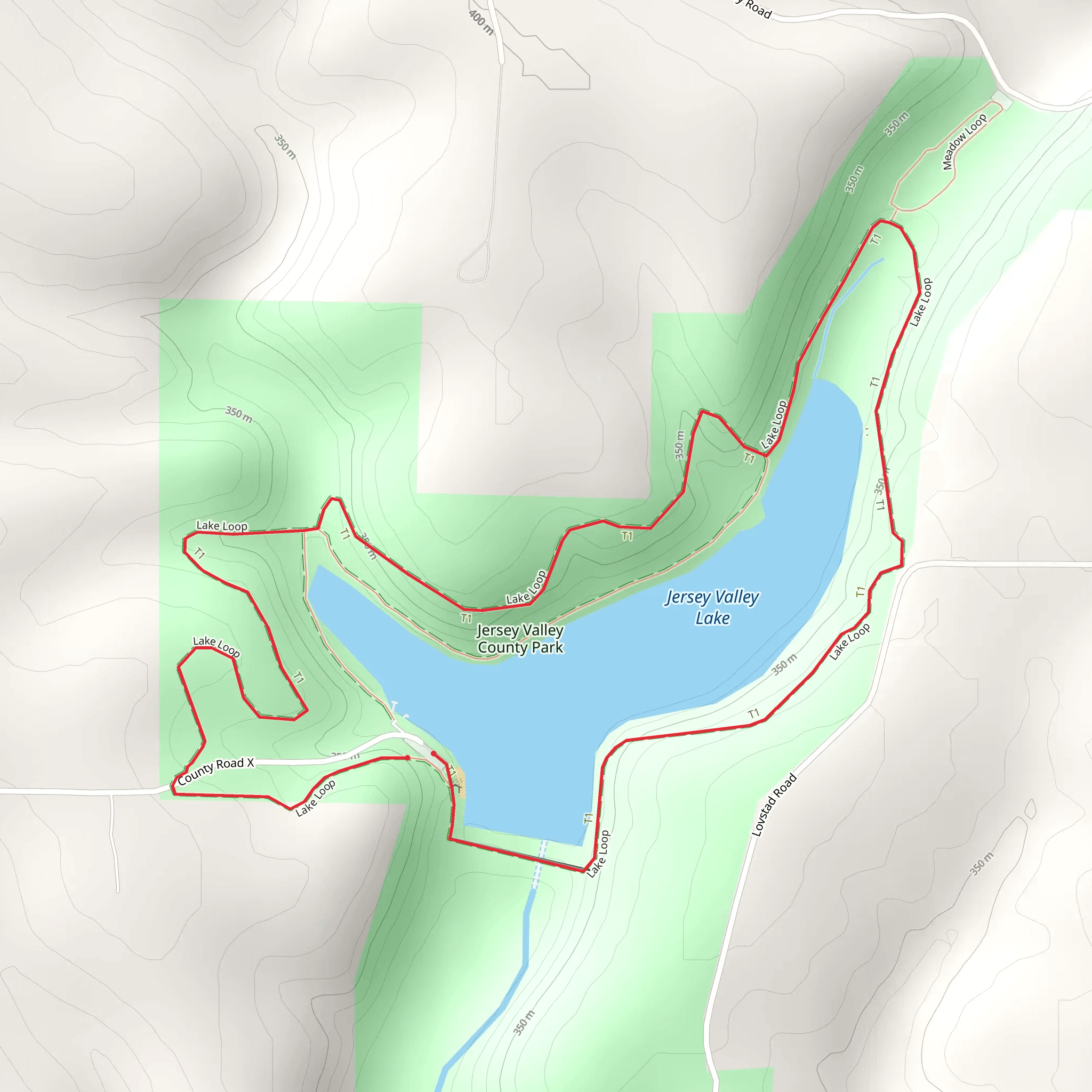 Jersey Valley Lake Long Loop mobile static map