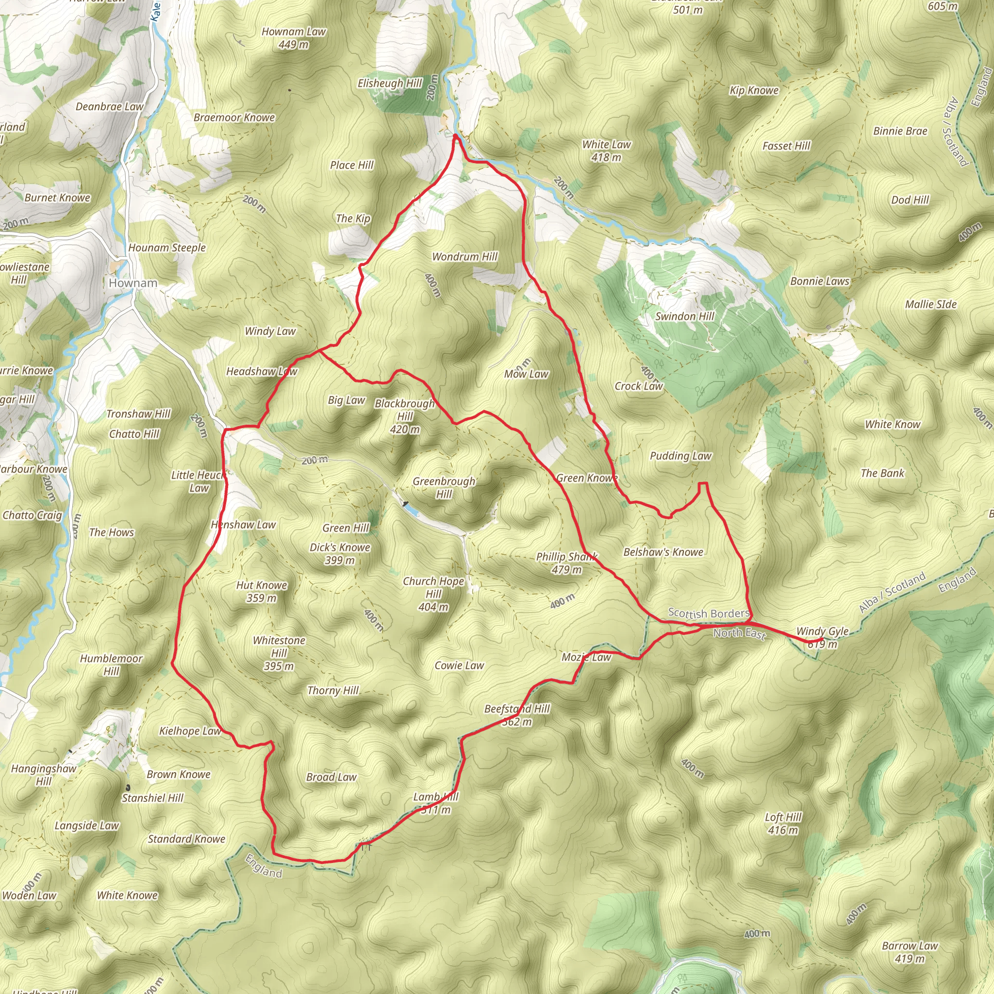 Windy Gyle Loop from Belford mobile static map