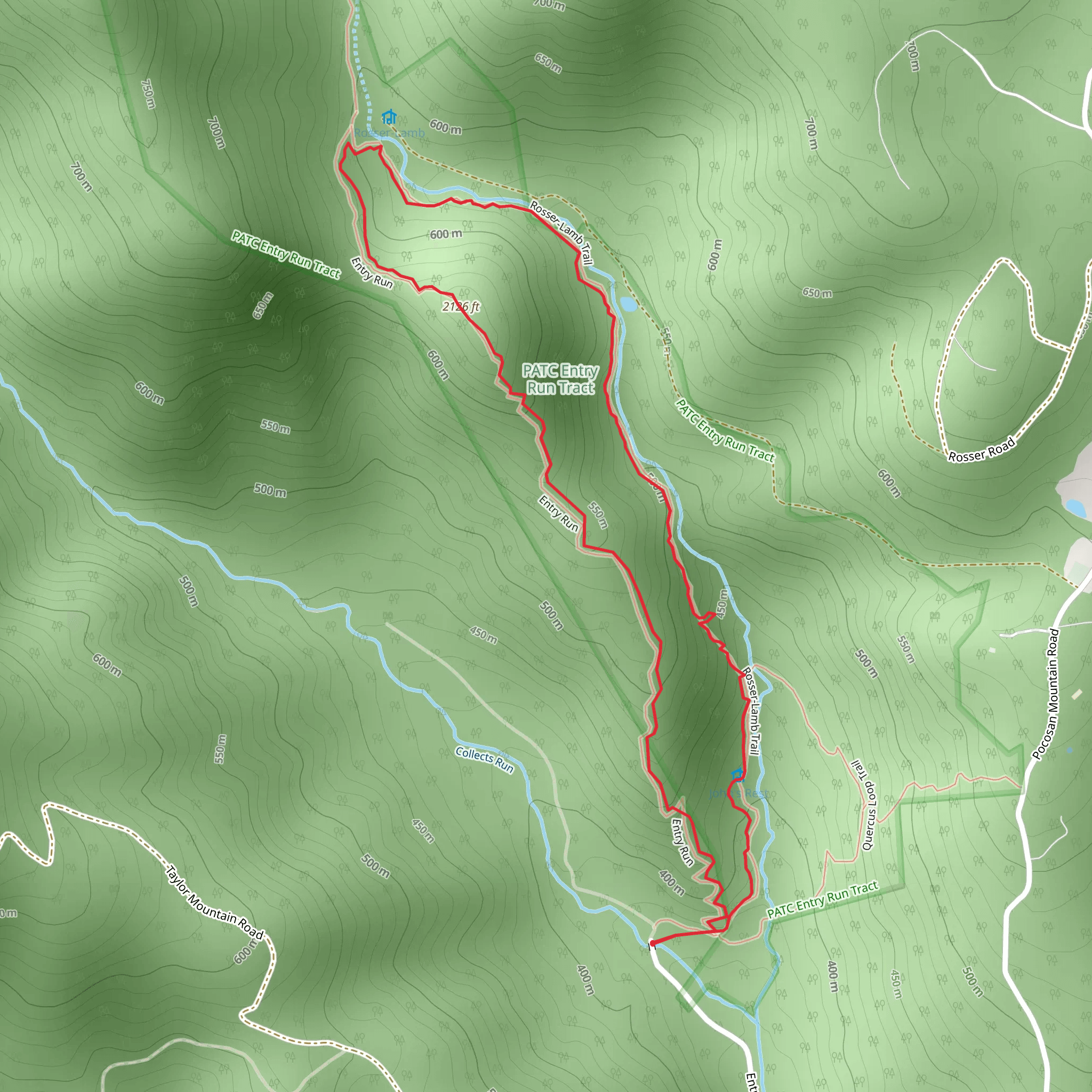 Rosser Lamb and Entry Run Loop Trail mobile static map