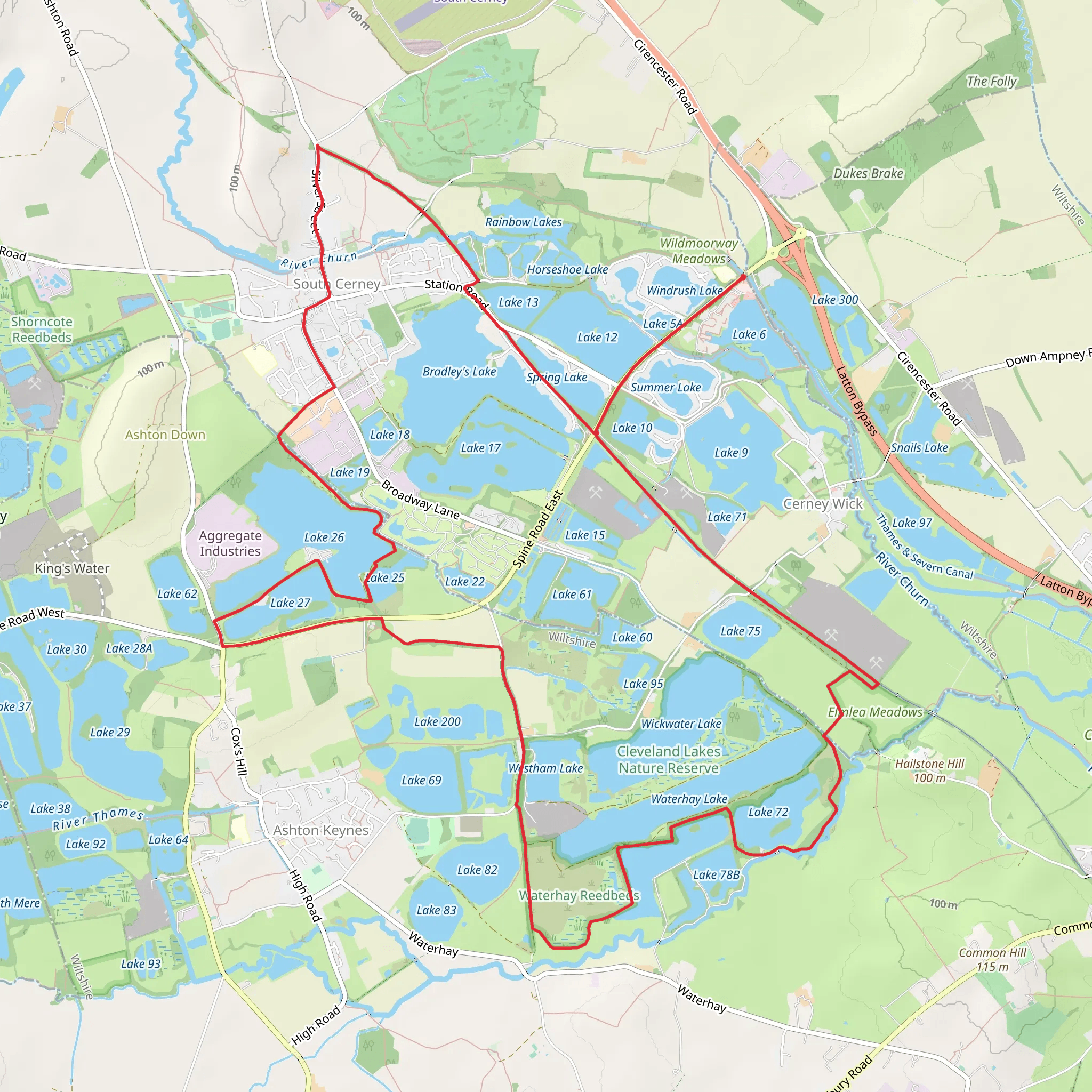 Cotswold Water Park Circular mobile static map