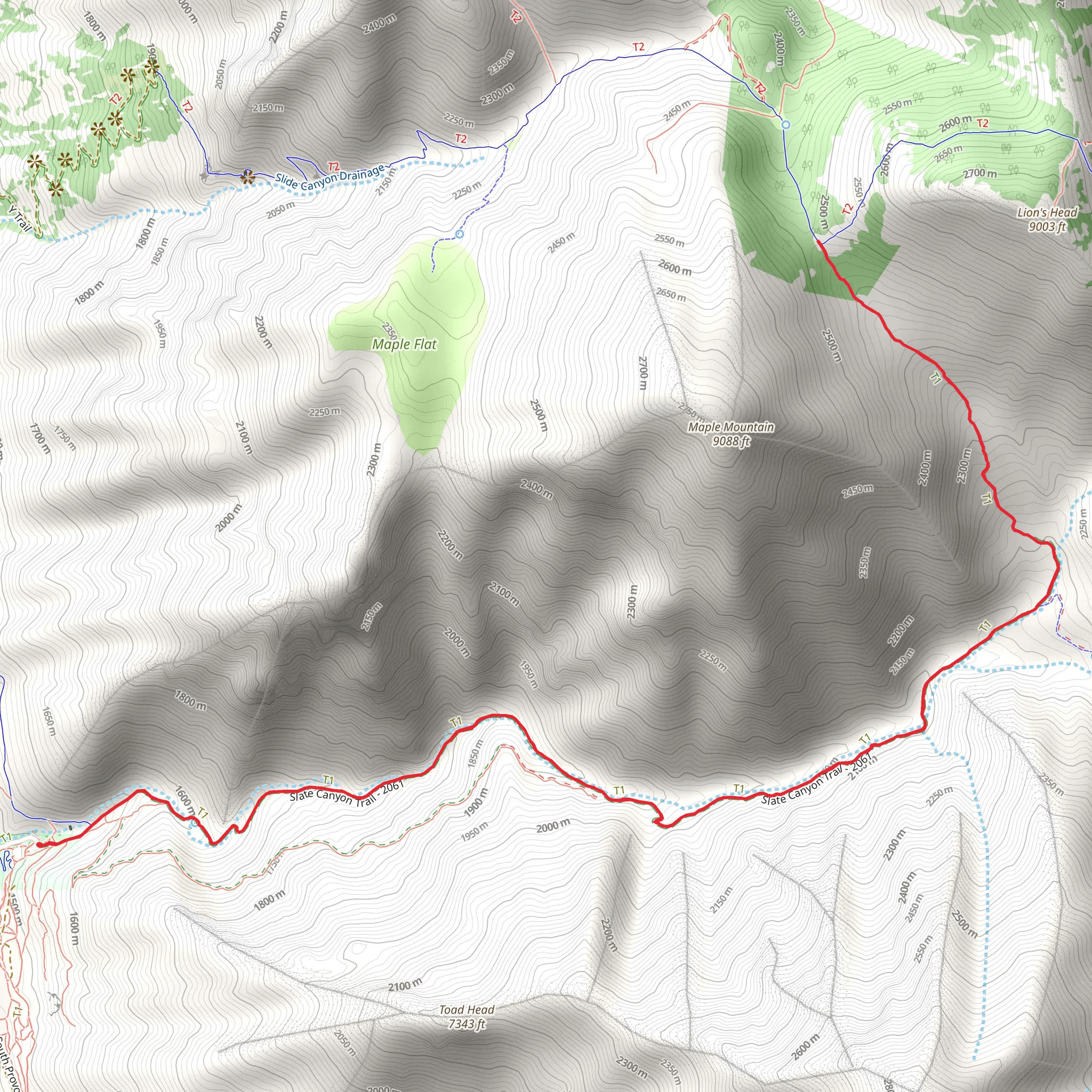 Slate Canyon Trail mobile static map