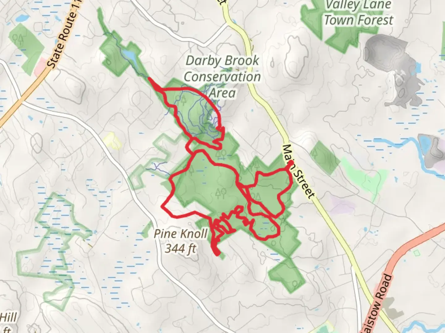 An image depicting the trail Darby Brook Conservation Area Loop and its surrounding area.