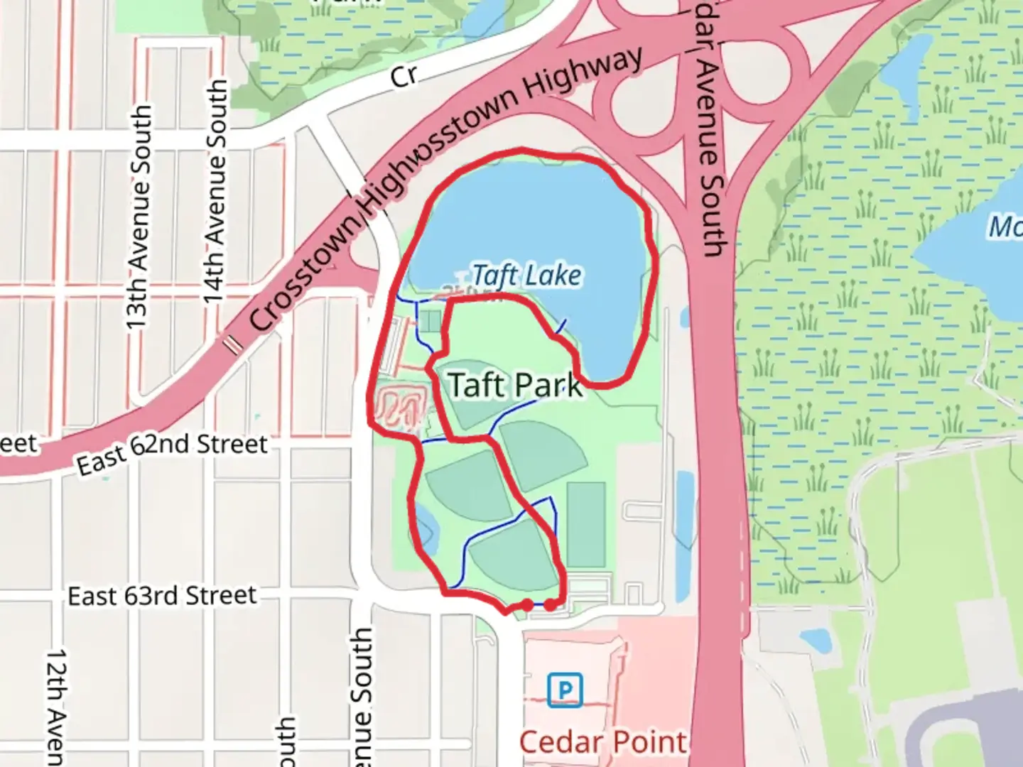 An image depicting the trail Taft Park and Lake Loop and its surrounding area.