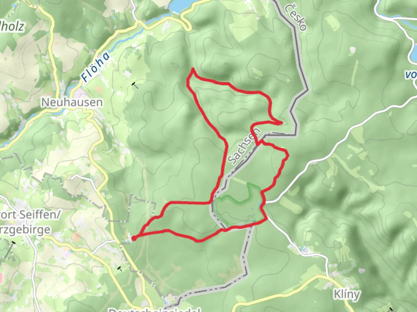 An image depicting the trail Heidelberg Loop via Kluge Hubel and its surrounding area.
