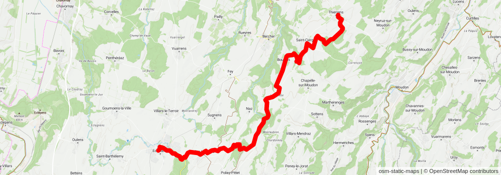 Granges-Marnand to Echallens Trail stage 2 Map