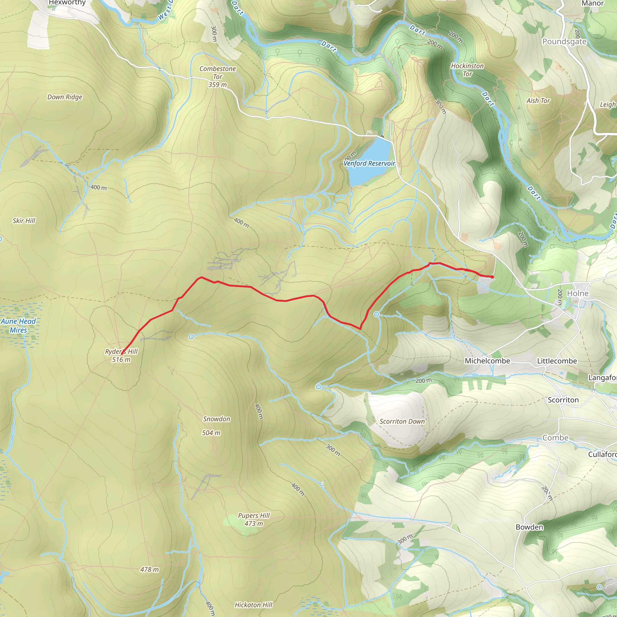 Ryder's Hill via Sandy Way mobile static map