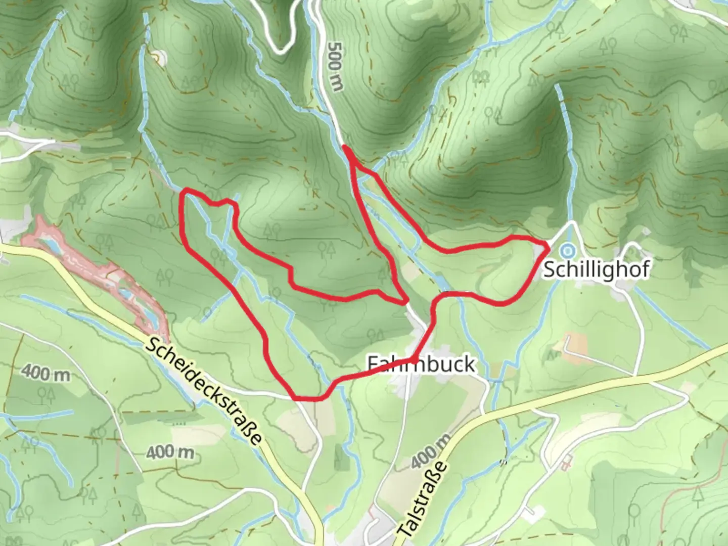 An image depicting the trail Fahrnbuck Loop and its surrounding area.