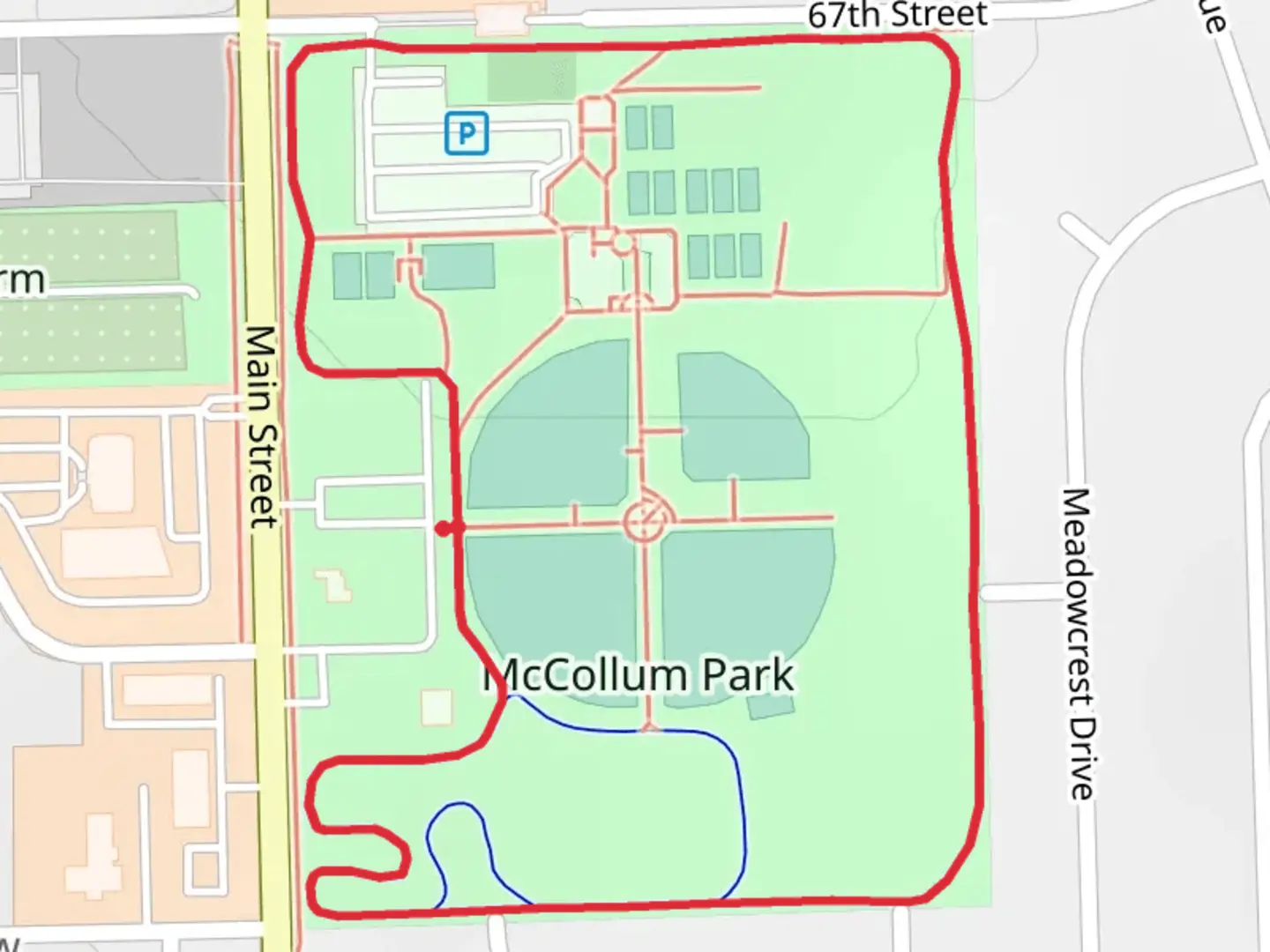 An image depicting the trail McOllum Park Loop and its surrounding area.