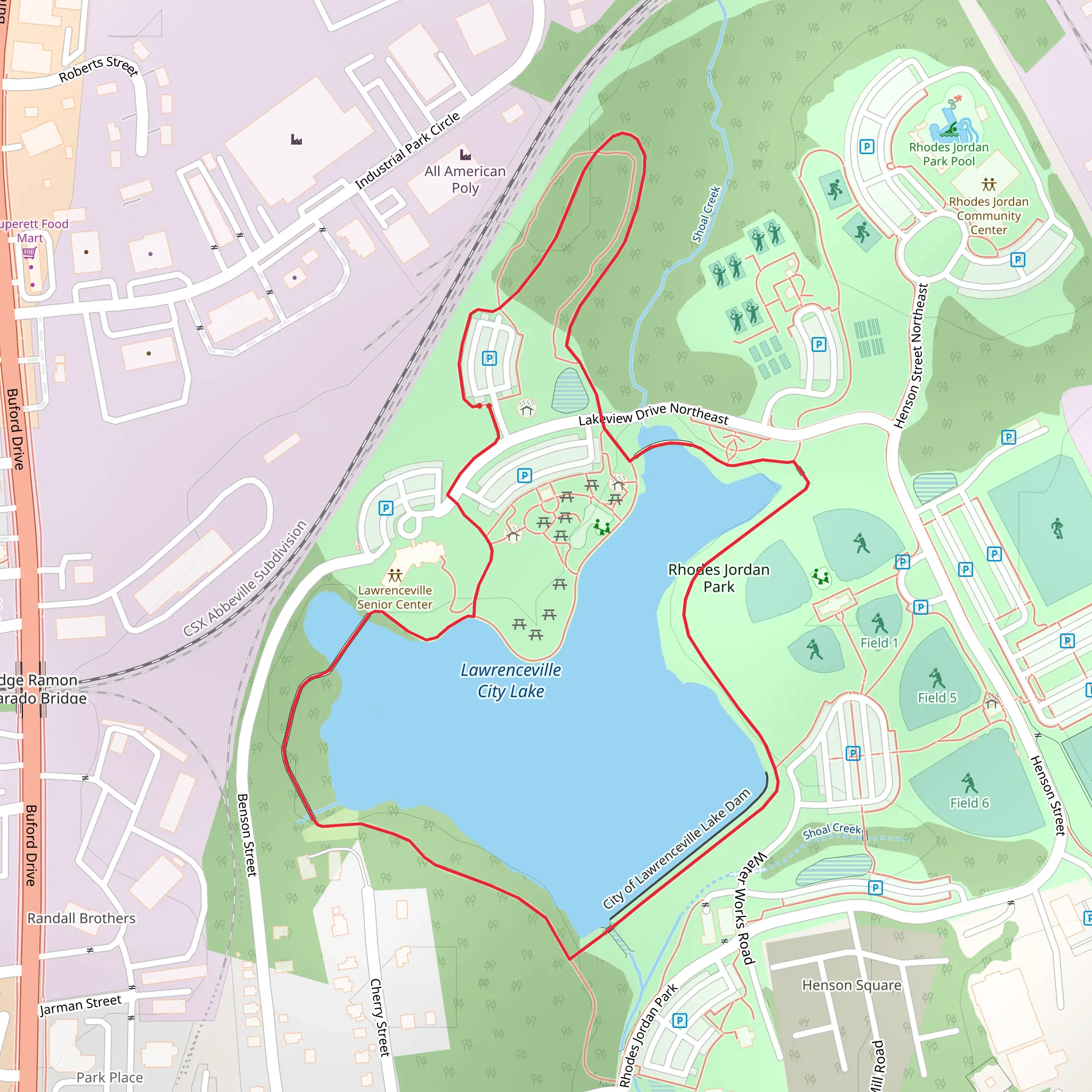 Lawrenceville City Lake Loop mobile static map