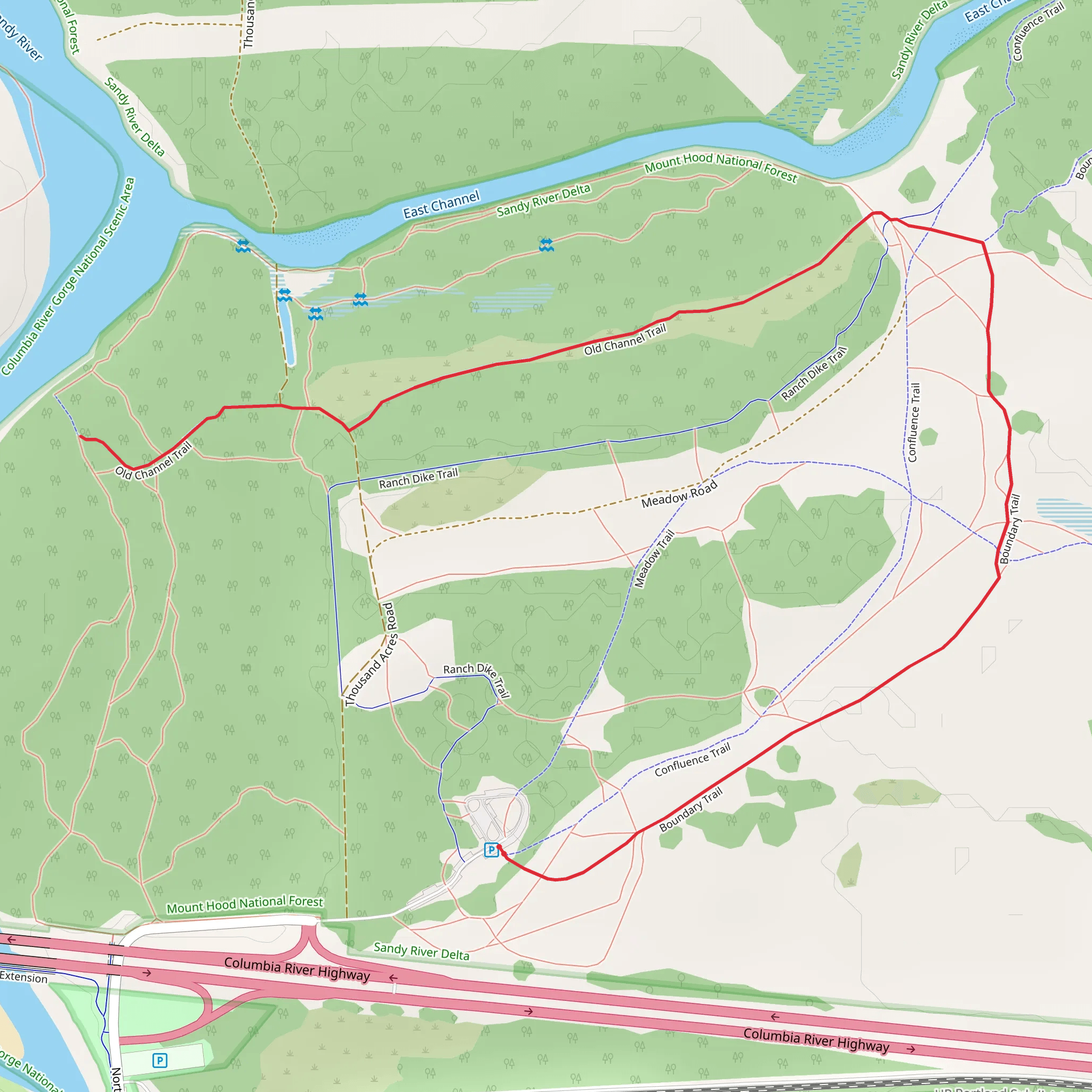 Old Channel via Boundary Trail mobile static map