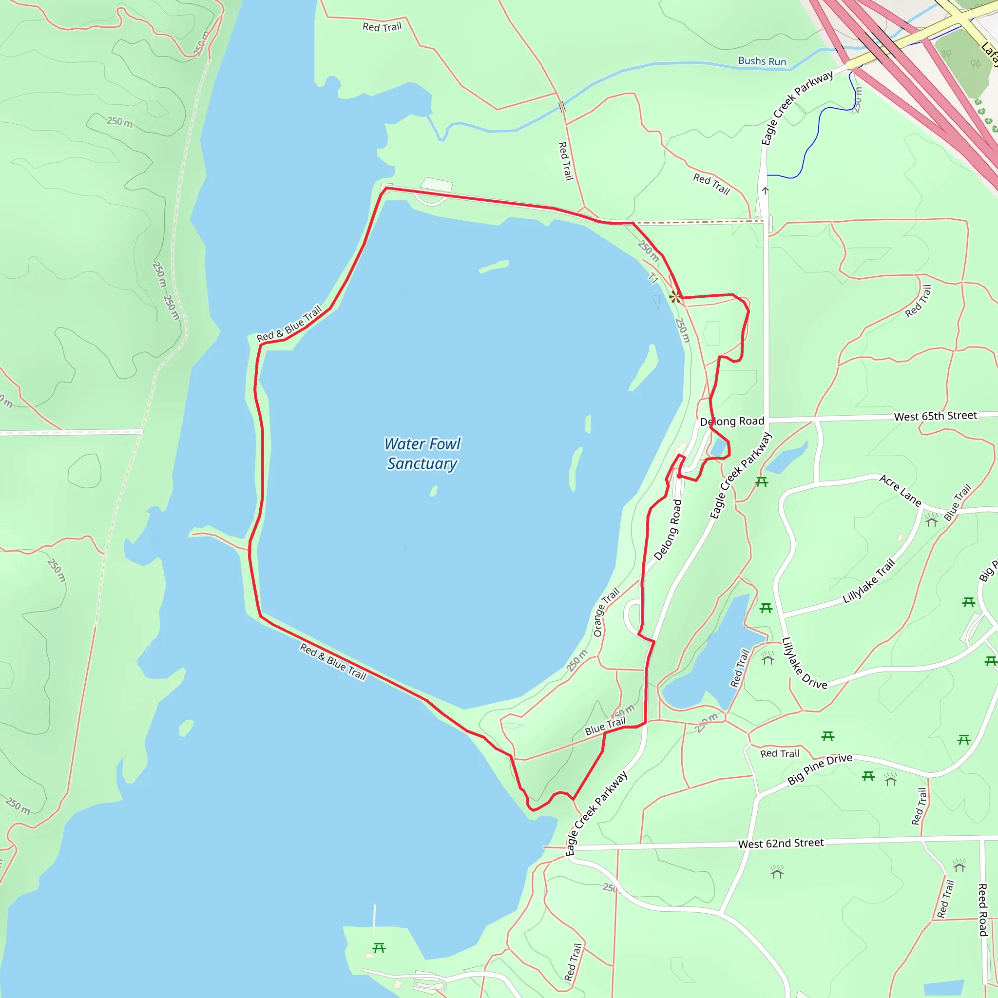 Water Fowl Sanctuary Loop - Red and Blue Trail mobile static map