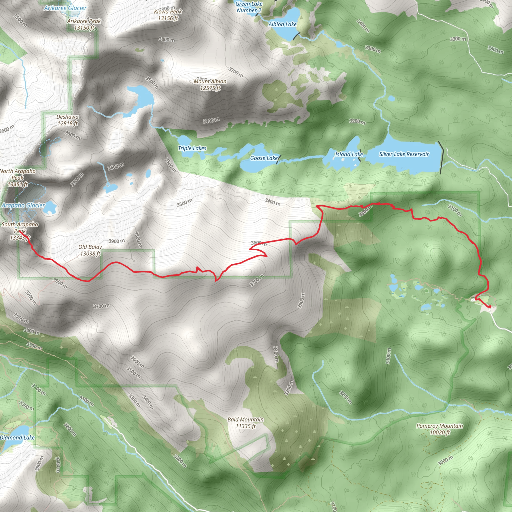 South Arapaho Peak mobile static map