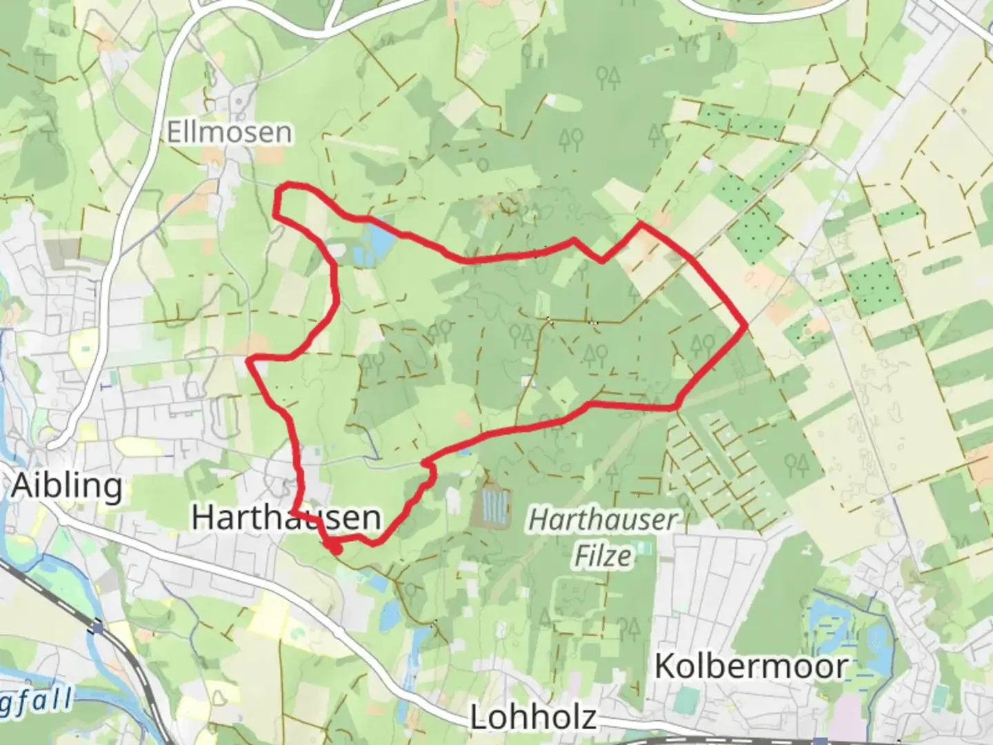 An image depicting the trail Bad Aibling and Mittel Loop and its surrounding area.