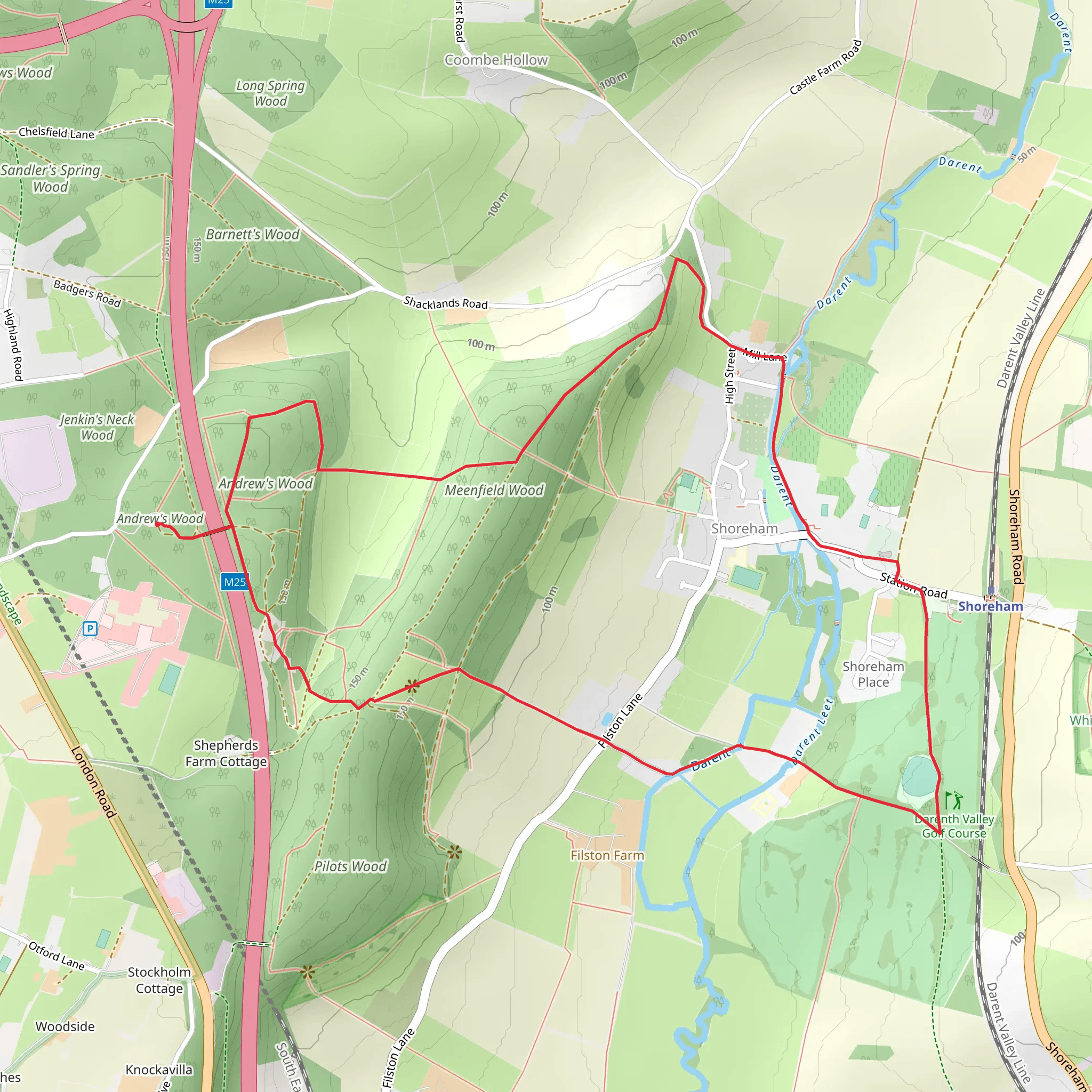 Shoreham Loop via Andrew's Wood mobile static map