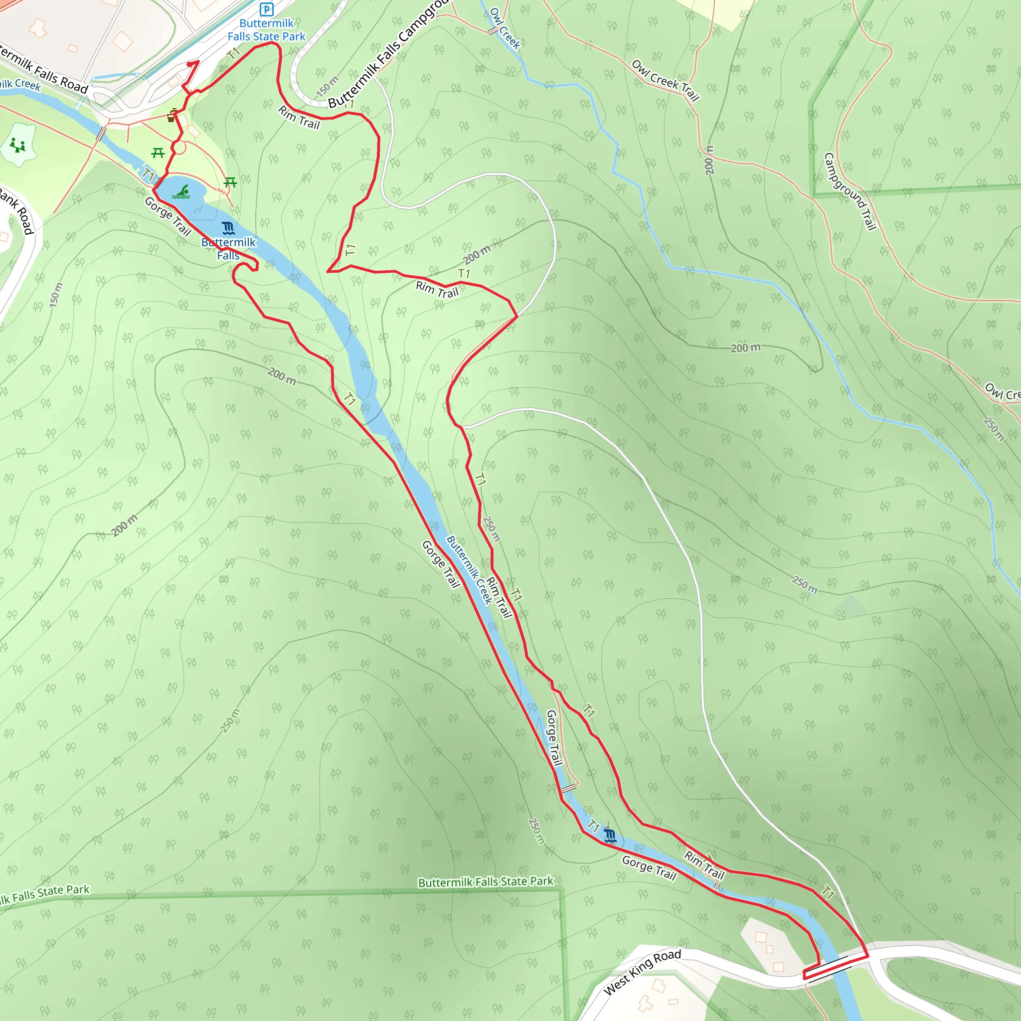 Buttermilk Creek Loop via Rim and Gorge Trail mobile static map