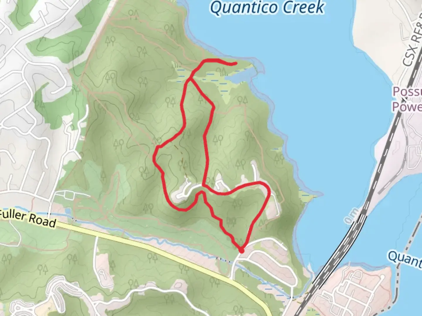 An image depicting the trail Pipeline, Amphib Extension and Creek Run Extension East Loop Trail and its surrounding area.