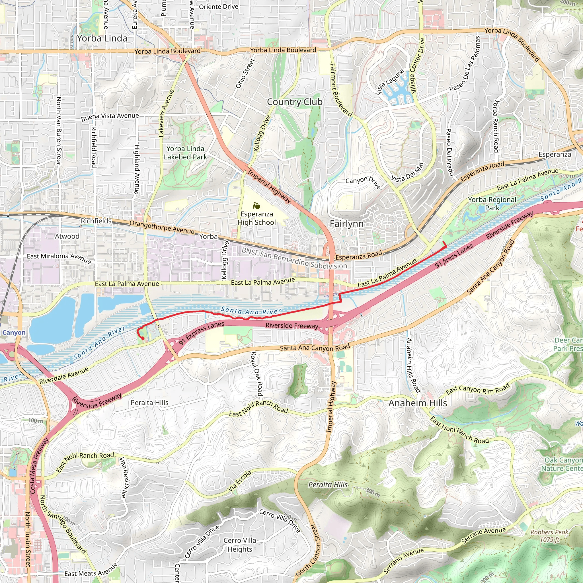 Santa Ana River Trail via Riverdale Park mobile static map
