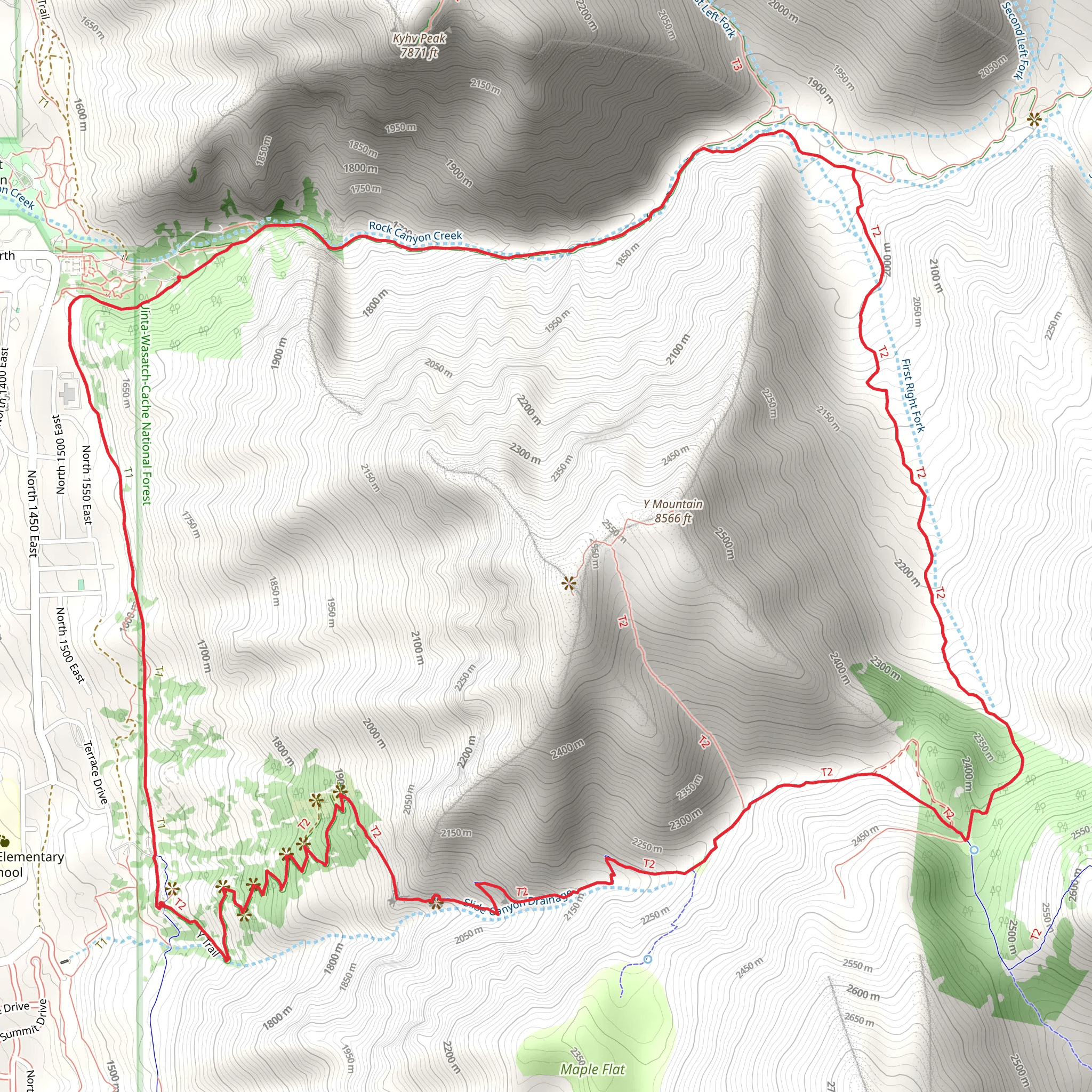 Slide Canyon Trail and Kyhv Peak Loop mobile static map