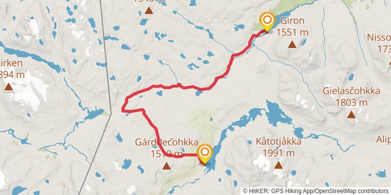 Kungsleden North alt 1 Map