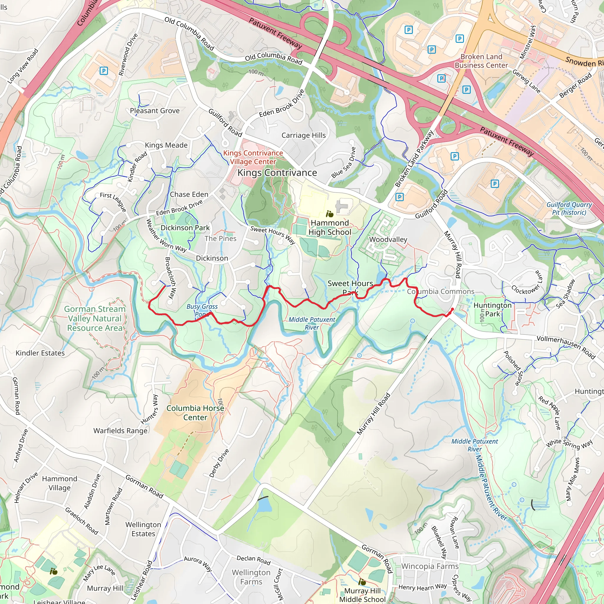 Busy Grass Pond and Sweet Hours Park mobile static map