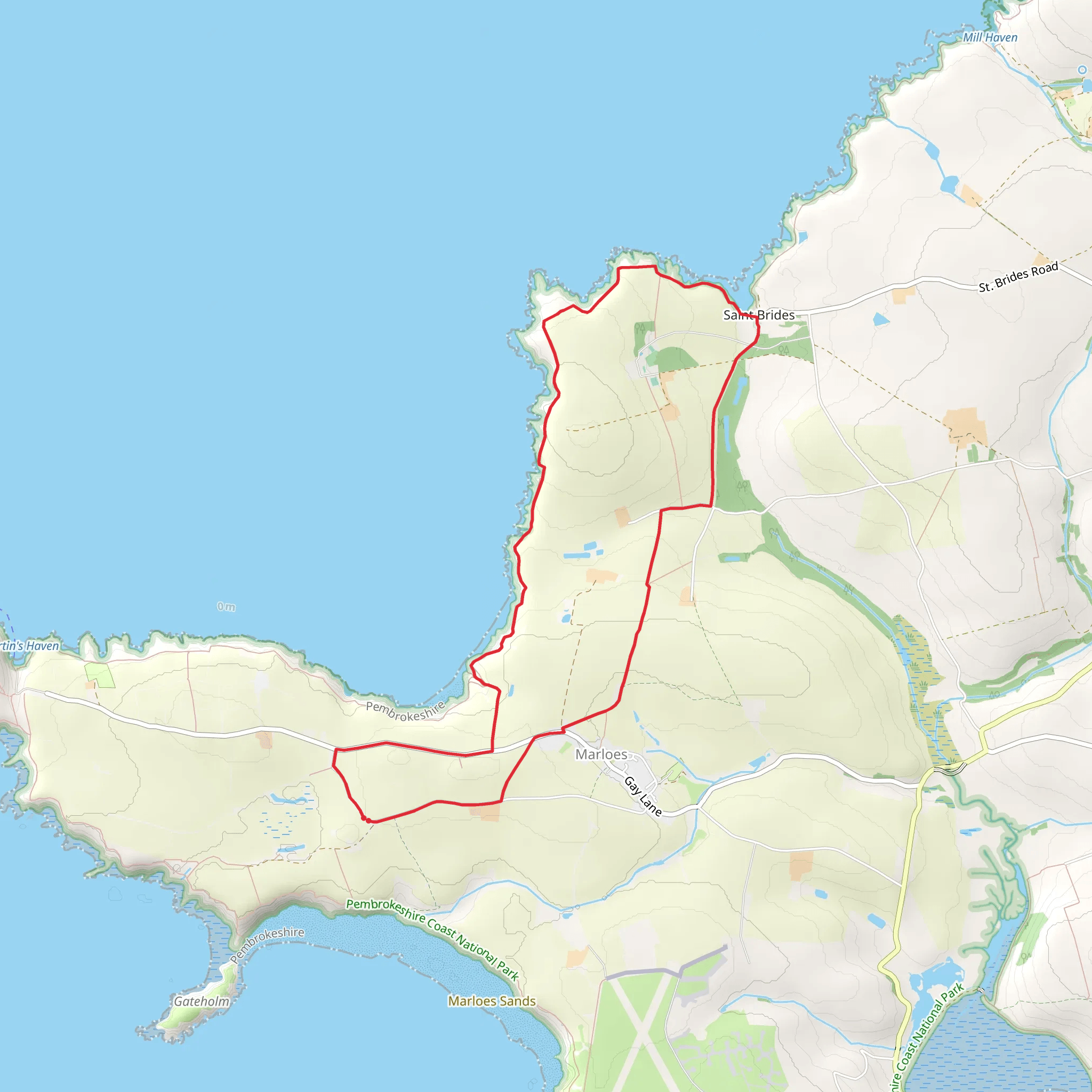 Nab Head and Musselwick Sands from Marloes mobile static map