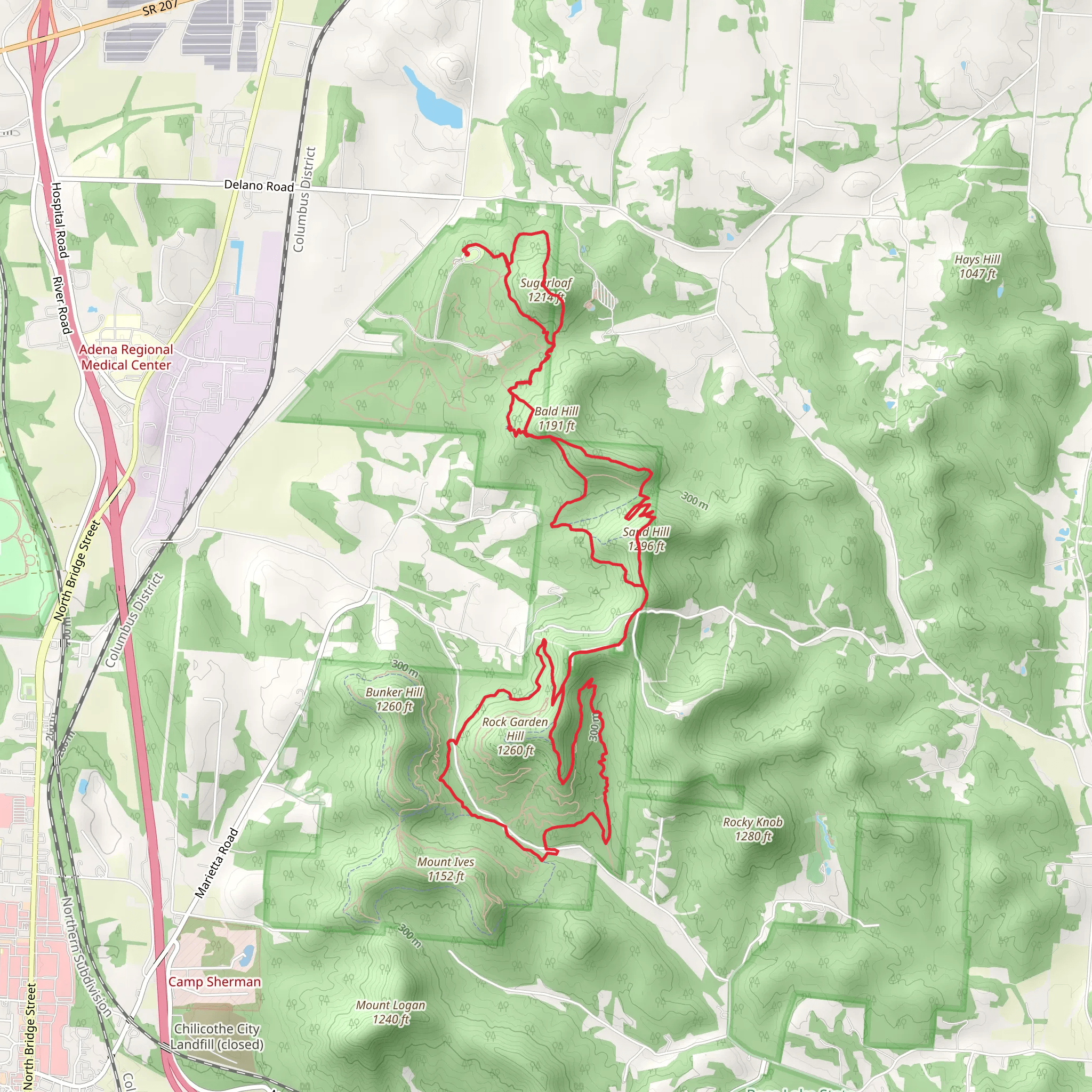 Sugarloaf Mountain, Rick's Revenge and Rock Garden Loop Trail mobile static map