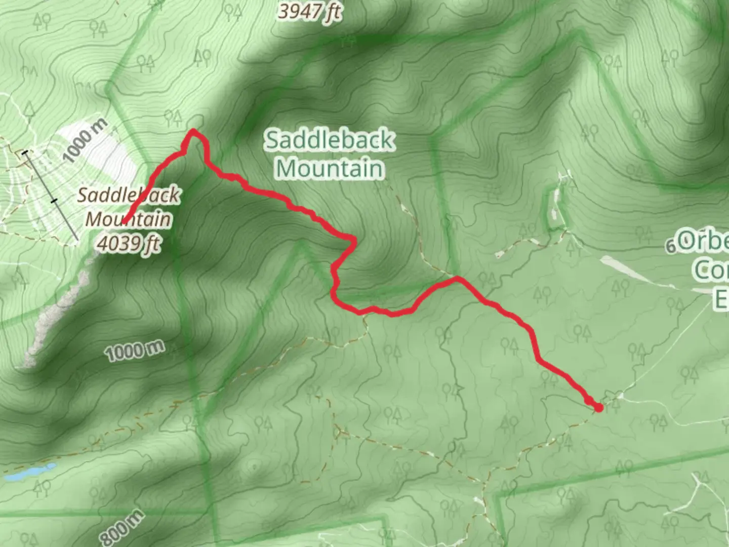 An image depicting the trail Saddleback Mountain Trail and its surrounding area.
