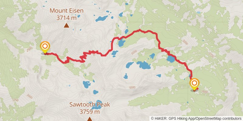 Timber Gap, Big Five-Little Five Lakes and Monarch Lakes Loop Trail stage 2 Map