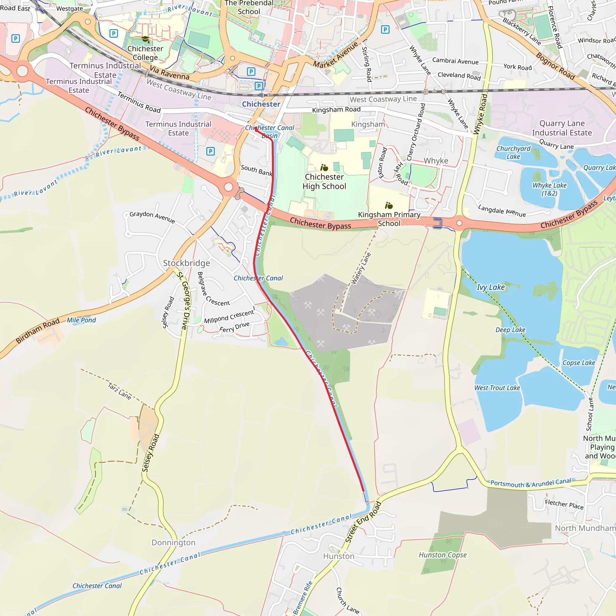 Chichester Canal Towpath mobile static map