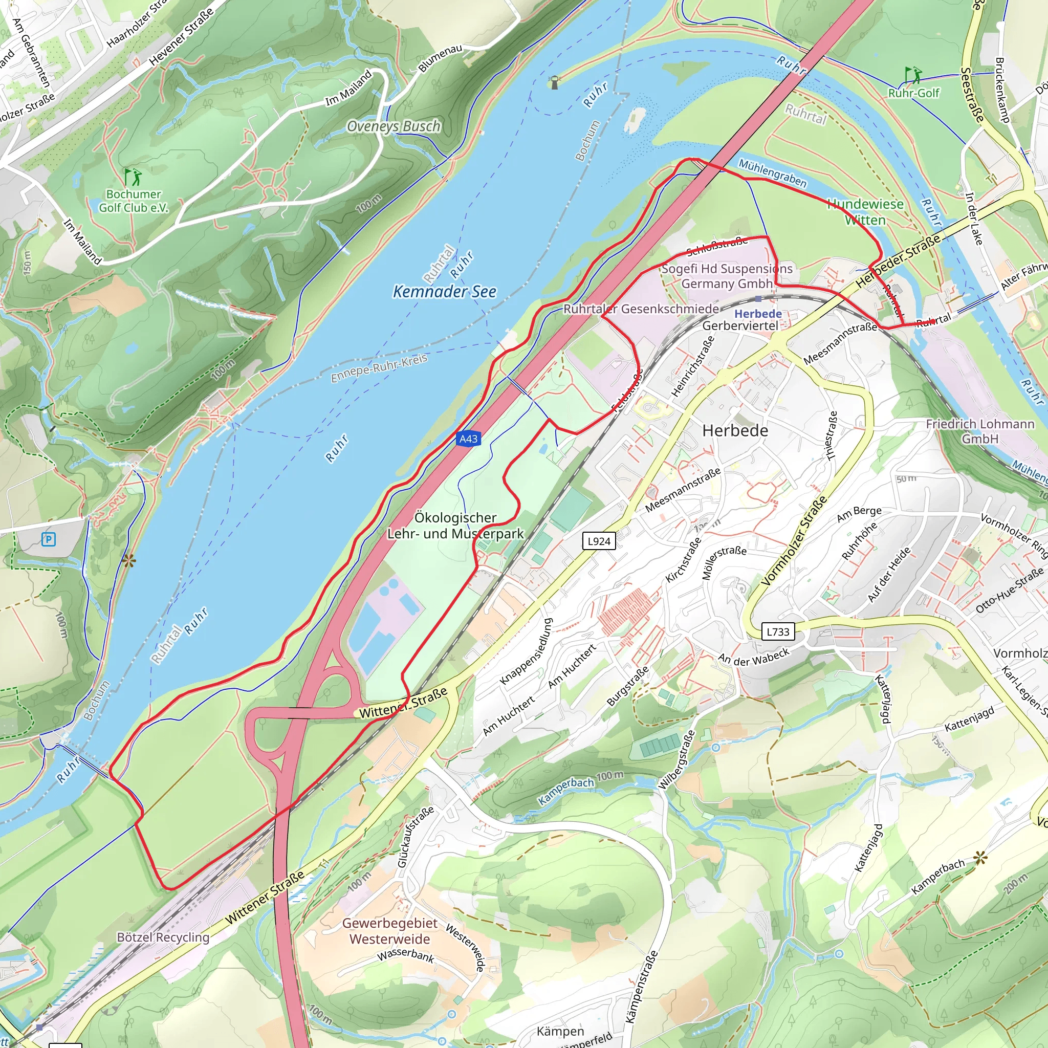 Muehlengraben via GeoRoute Ruhr mobile static map