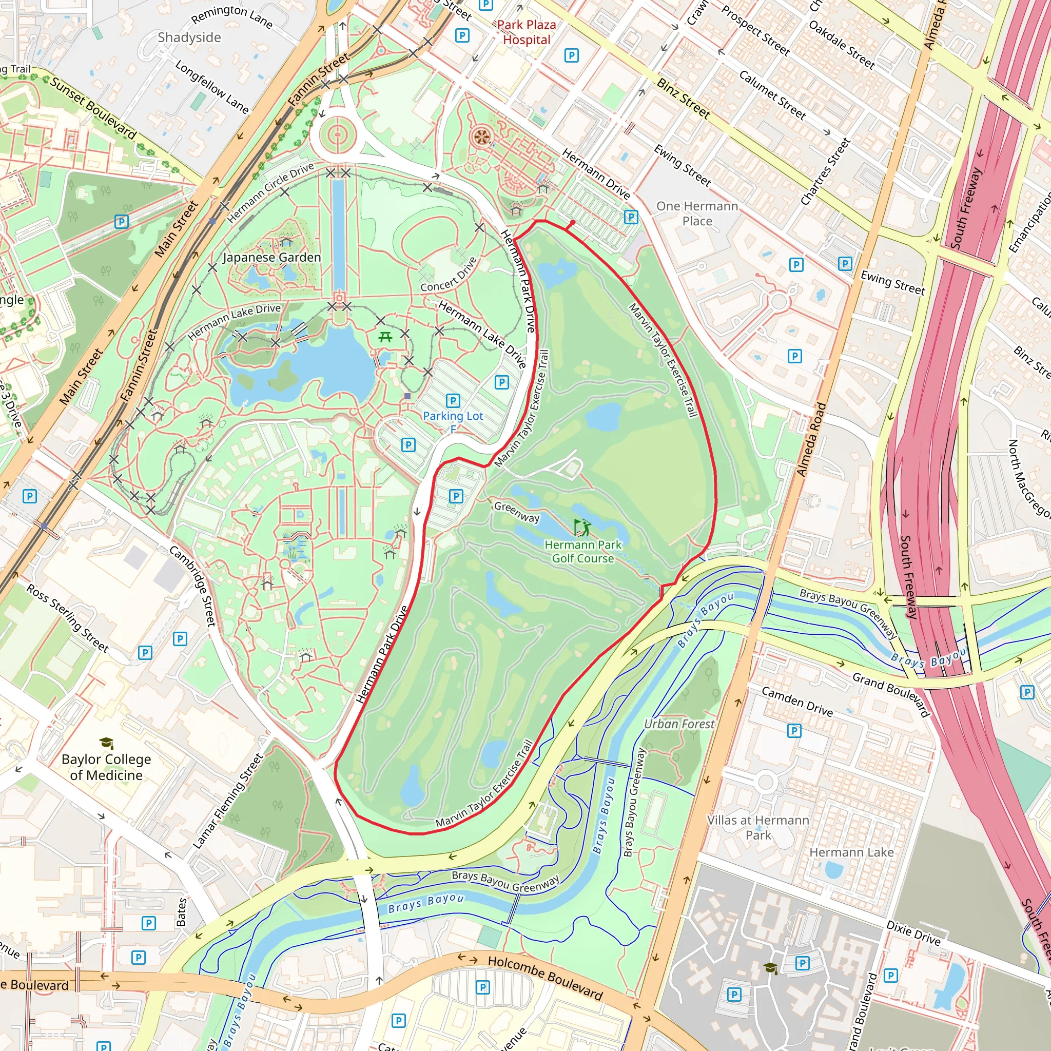 Hermann Park Golf Course Loop mobile static map