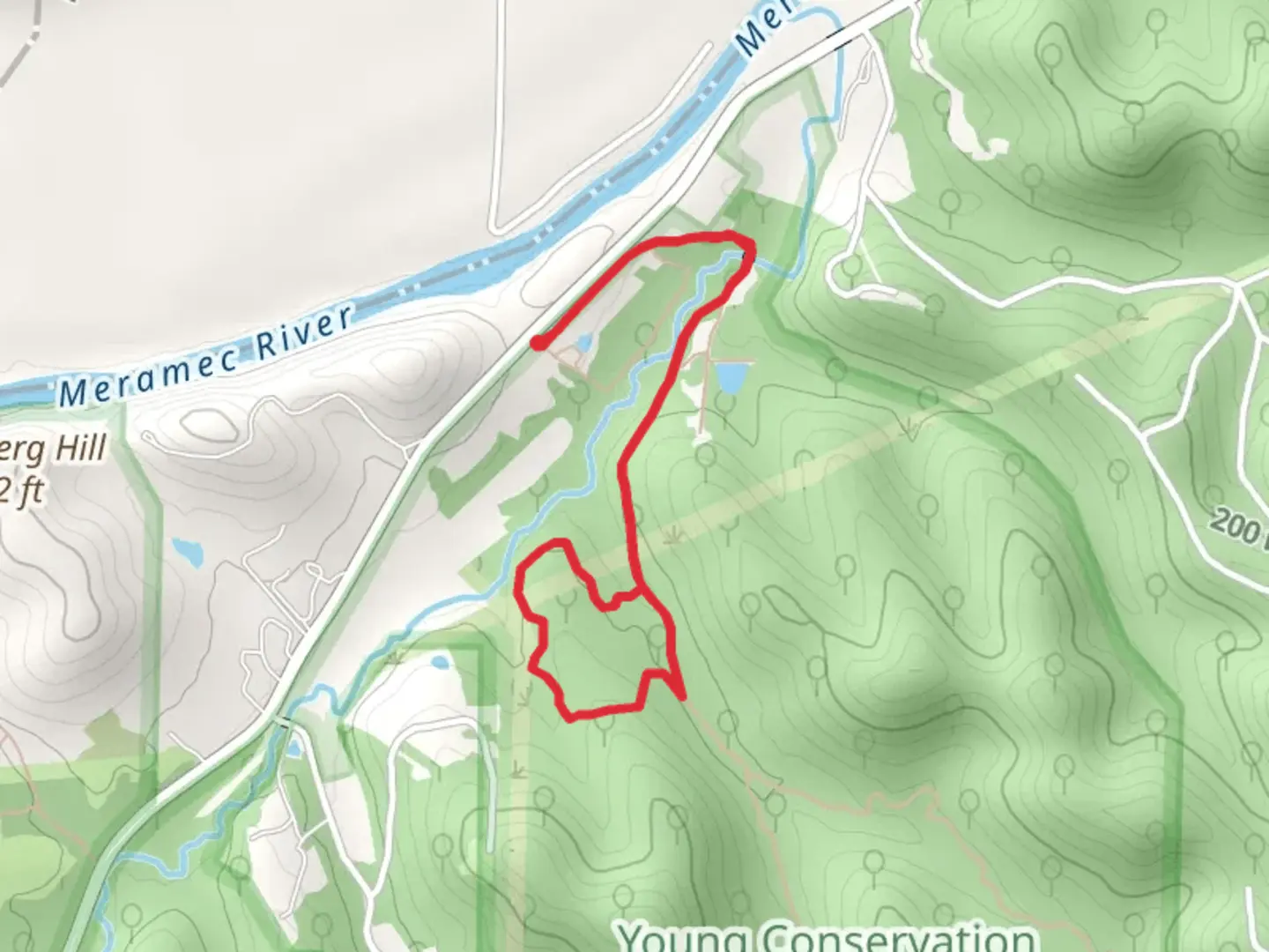 An image depicting the trail LaBarque Creek Loop and its surrounding area.