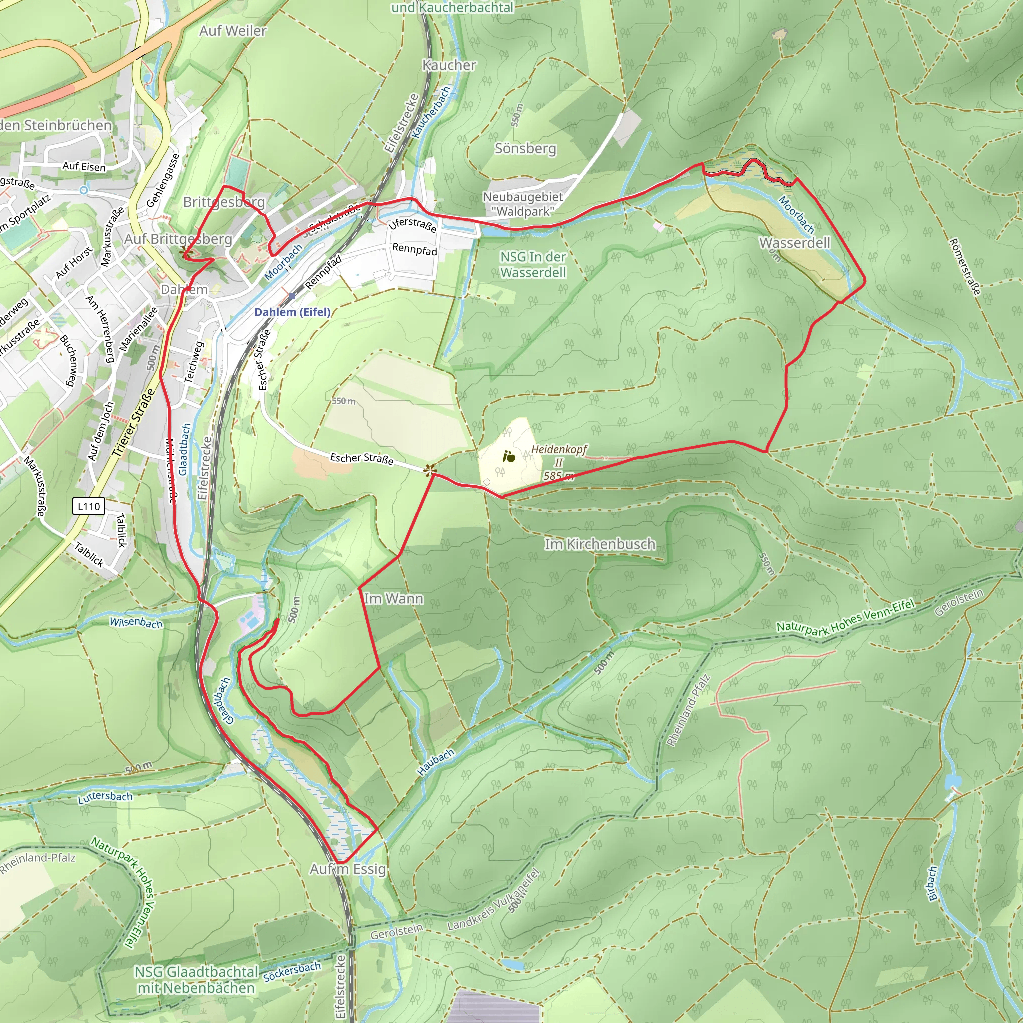 EifelSchleife Moorpfad and Naturwanderpfad mobile static map