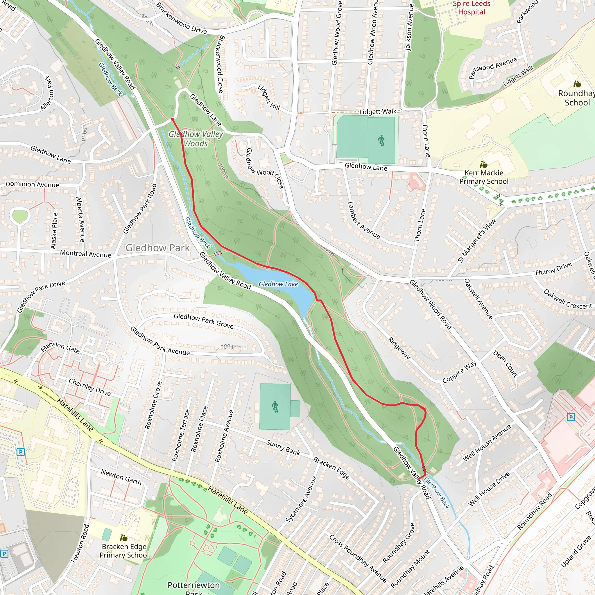 Gledhow Valley Woods Walk mobile static map