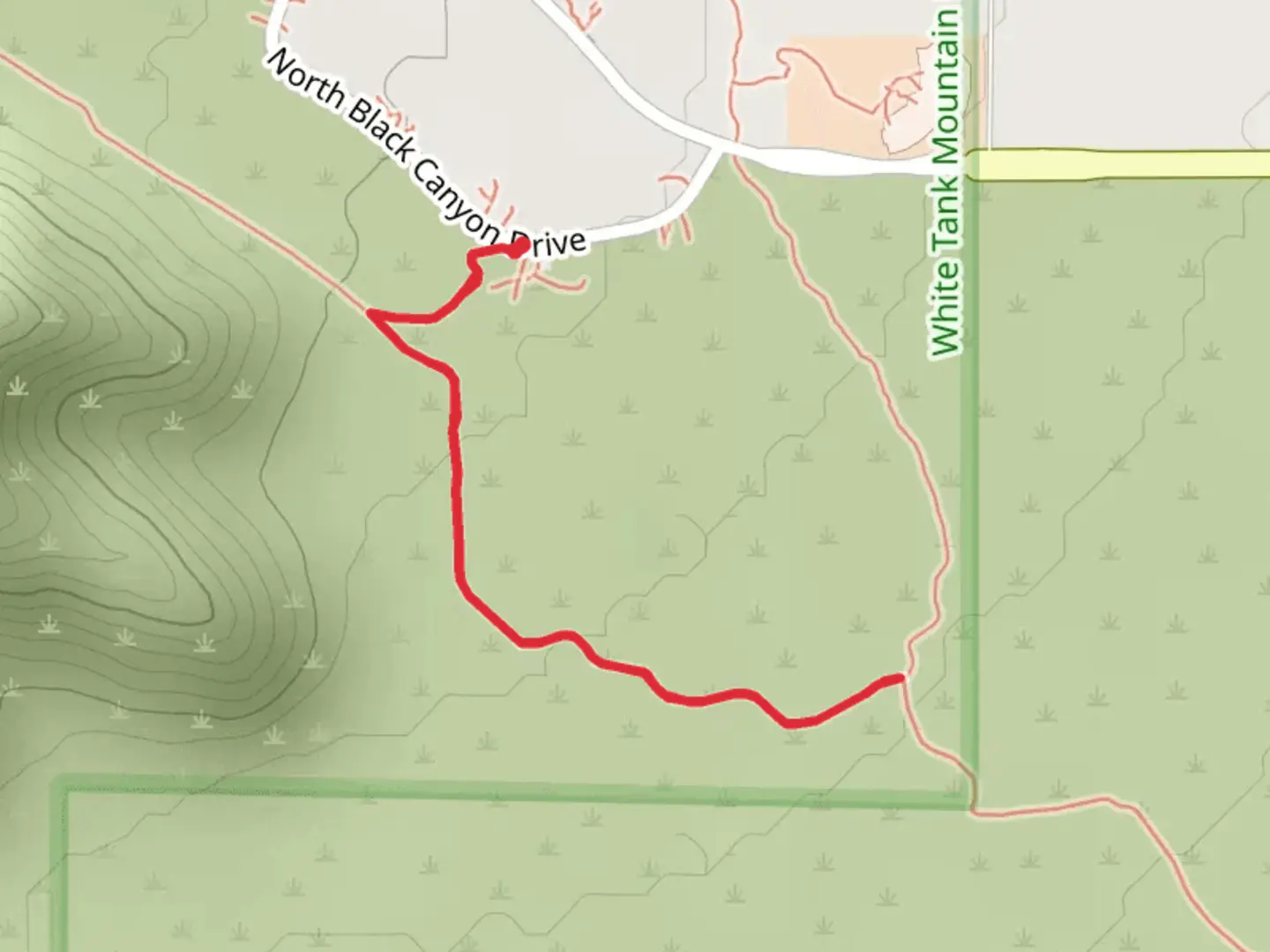 An image depicting the trail Mule Deer Trail Out and Back and its surrounding area.