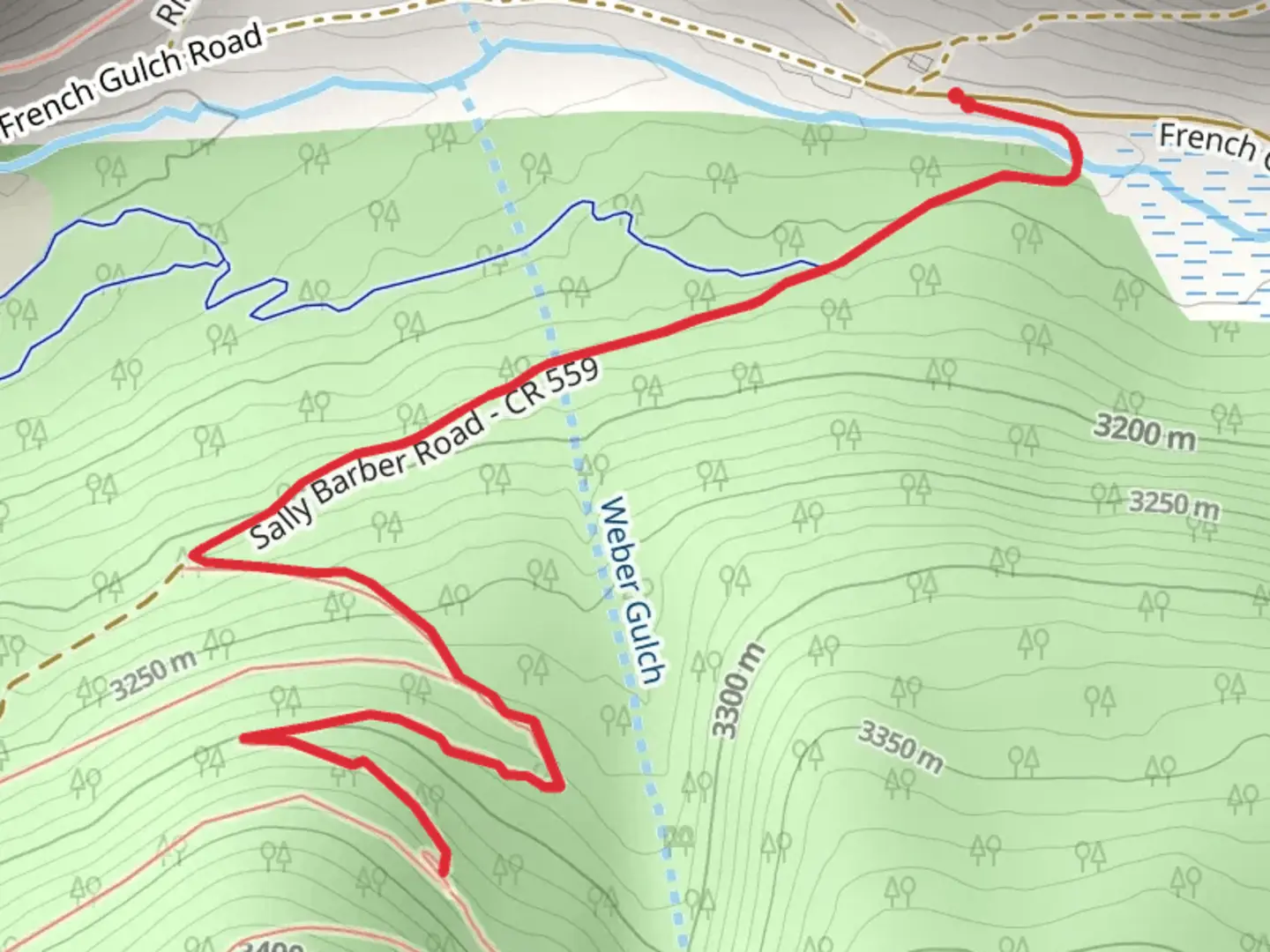 An image depicting the trail Weber Gulch Trail and its surrounding area.