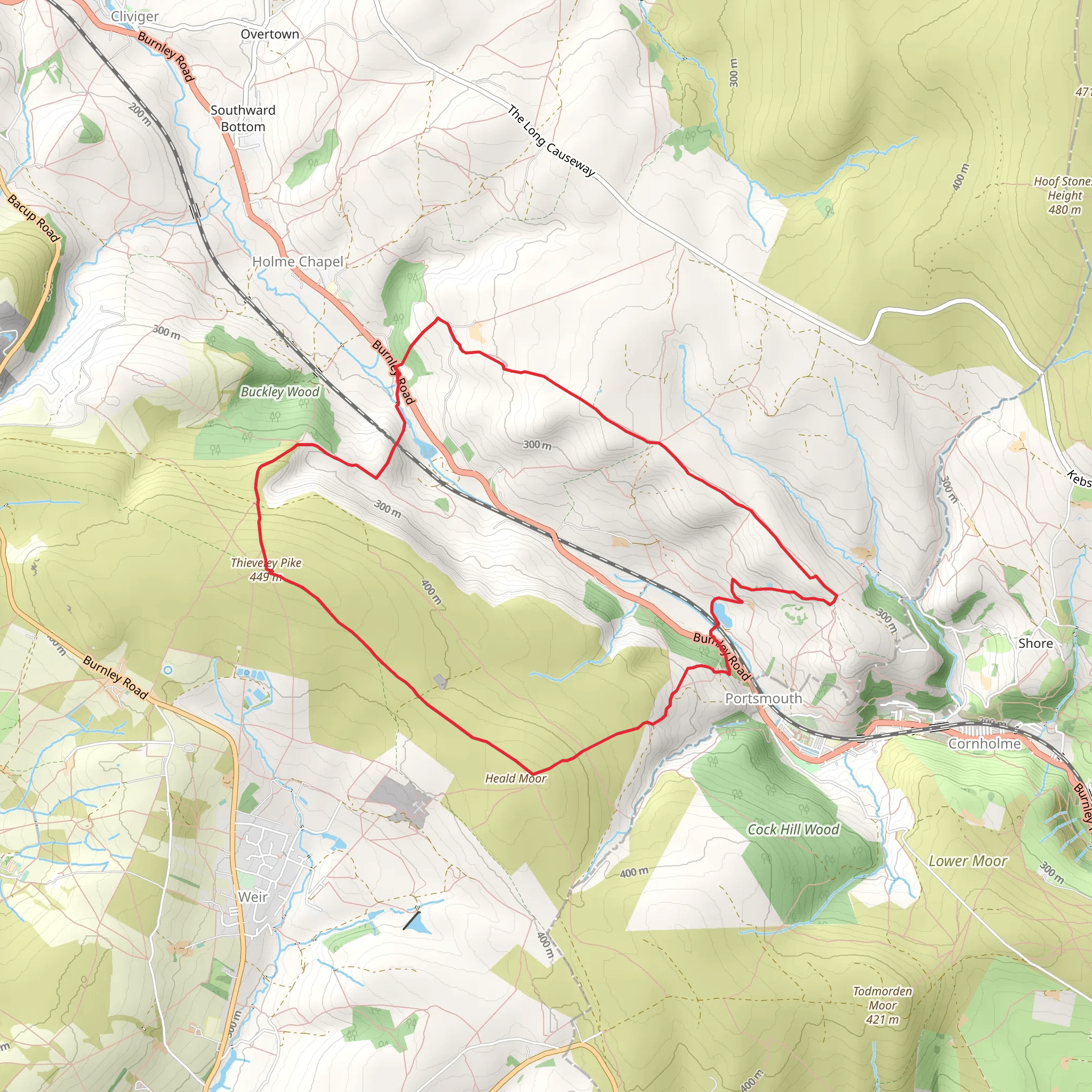 Thieveley Pike Loop mobile static map