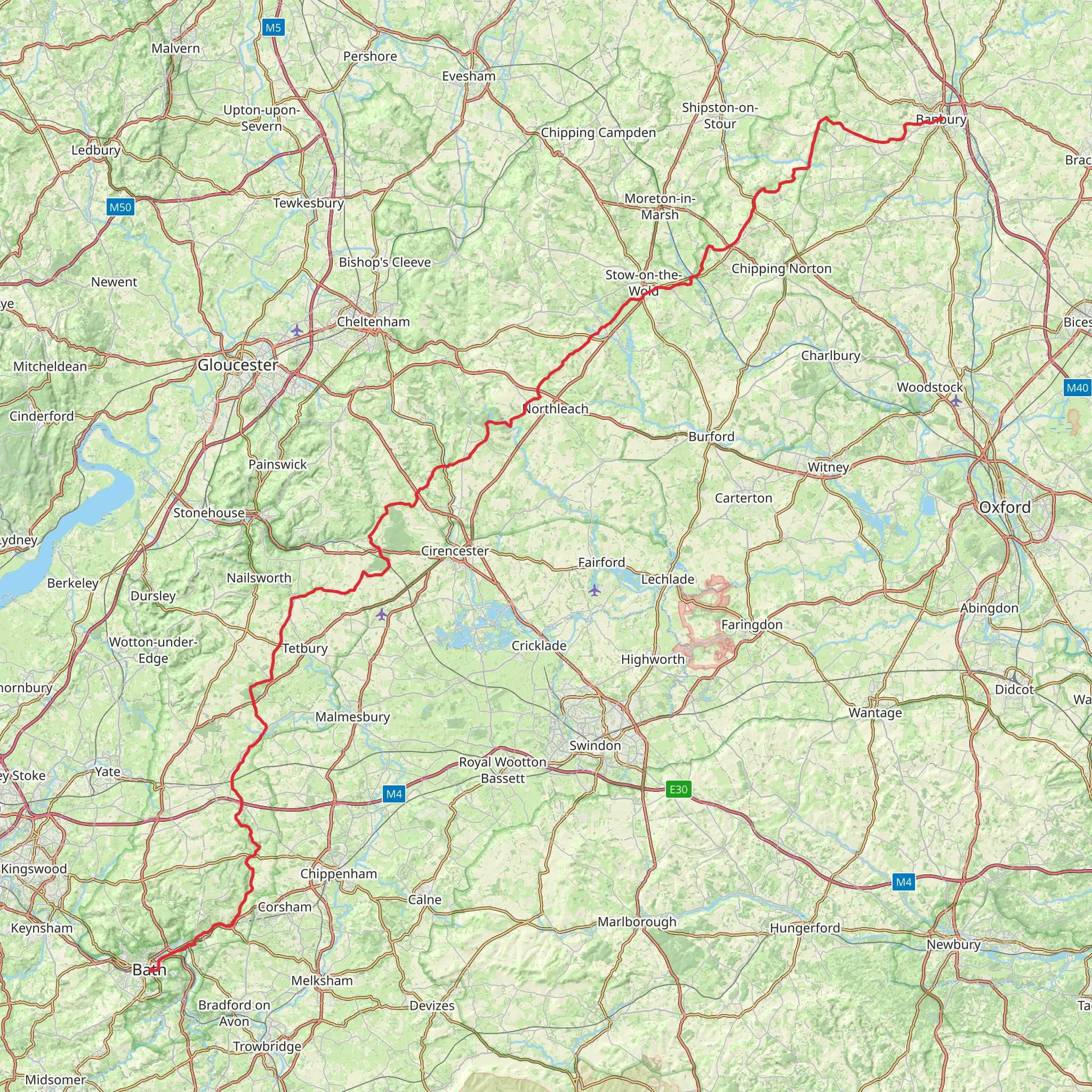 Cross Cotswold Pathway - Macmillan way section mobile static map