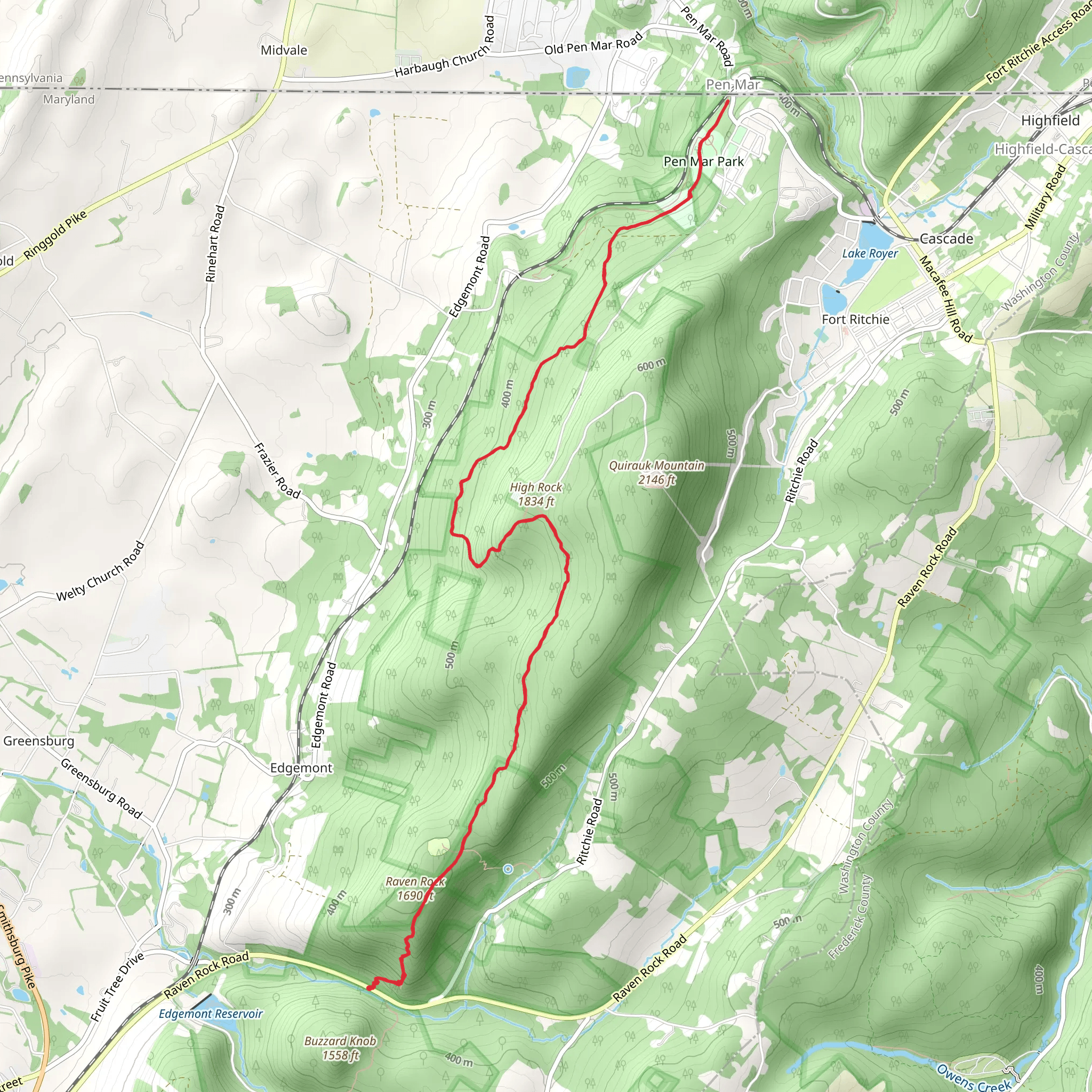 Appalachian Trail from Raven Rock Road mobile static map