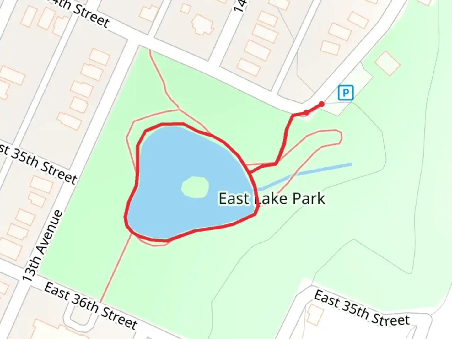 An image depicting the trail East Lake Park Loop and its surrounding area.