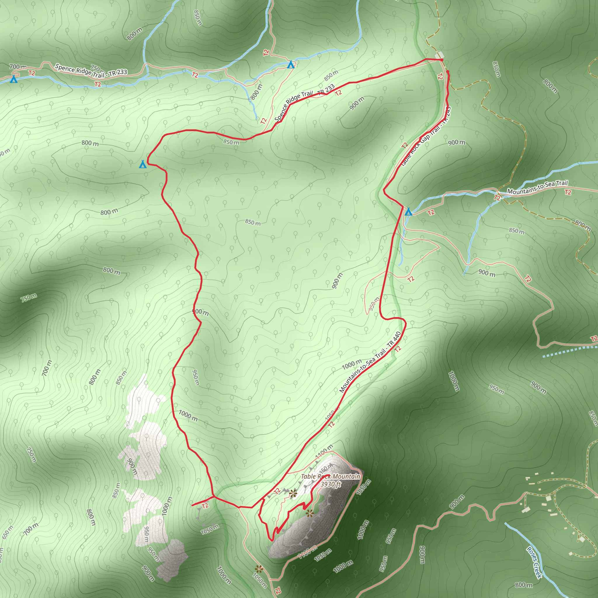 Spence Ridge, Table Rock Gap and Table Rock Mountain Loop Trail mobile static map
